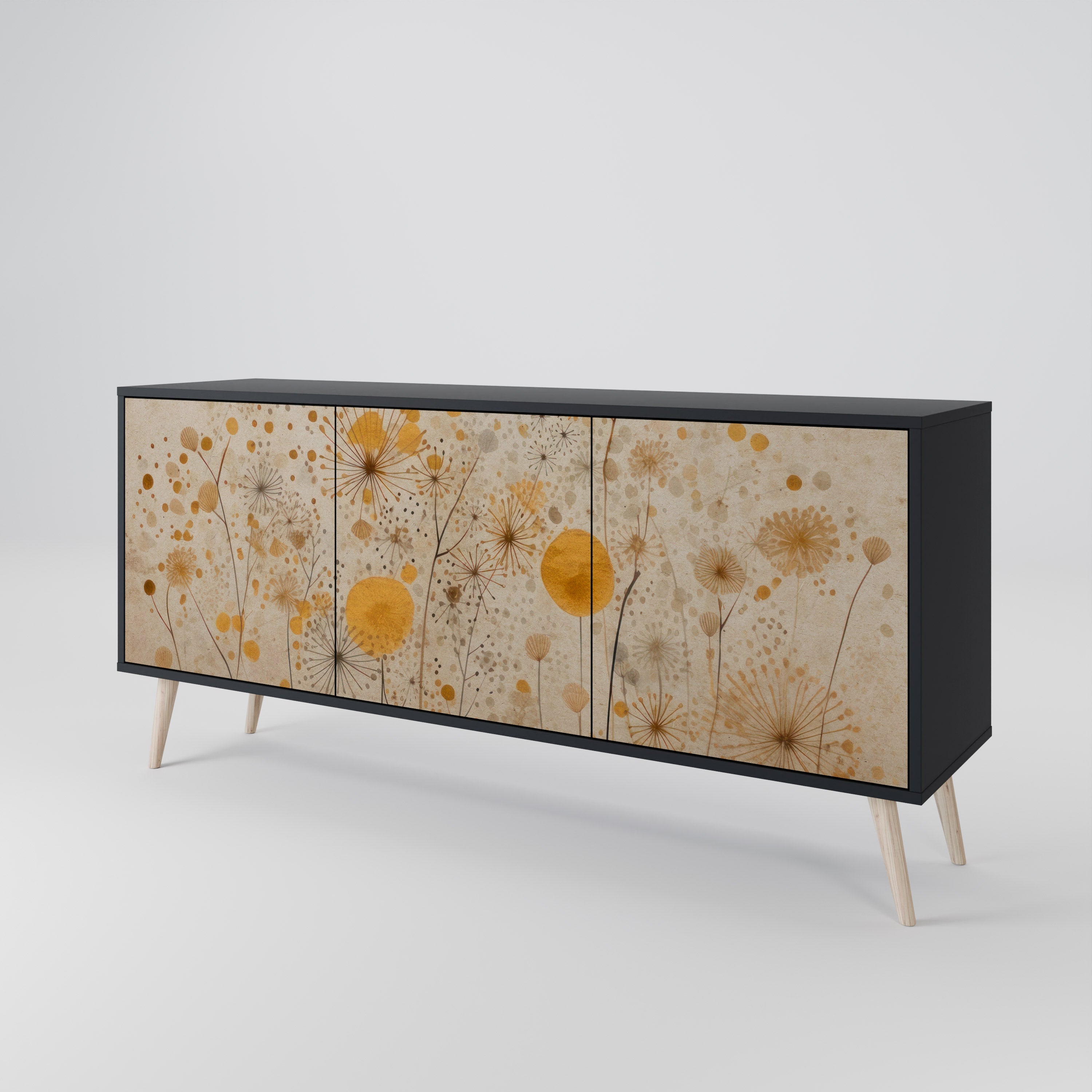 MORNING GLADE 3-türiges Sideboard in Schwarz