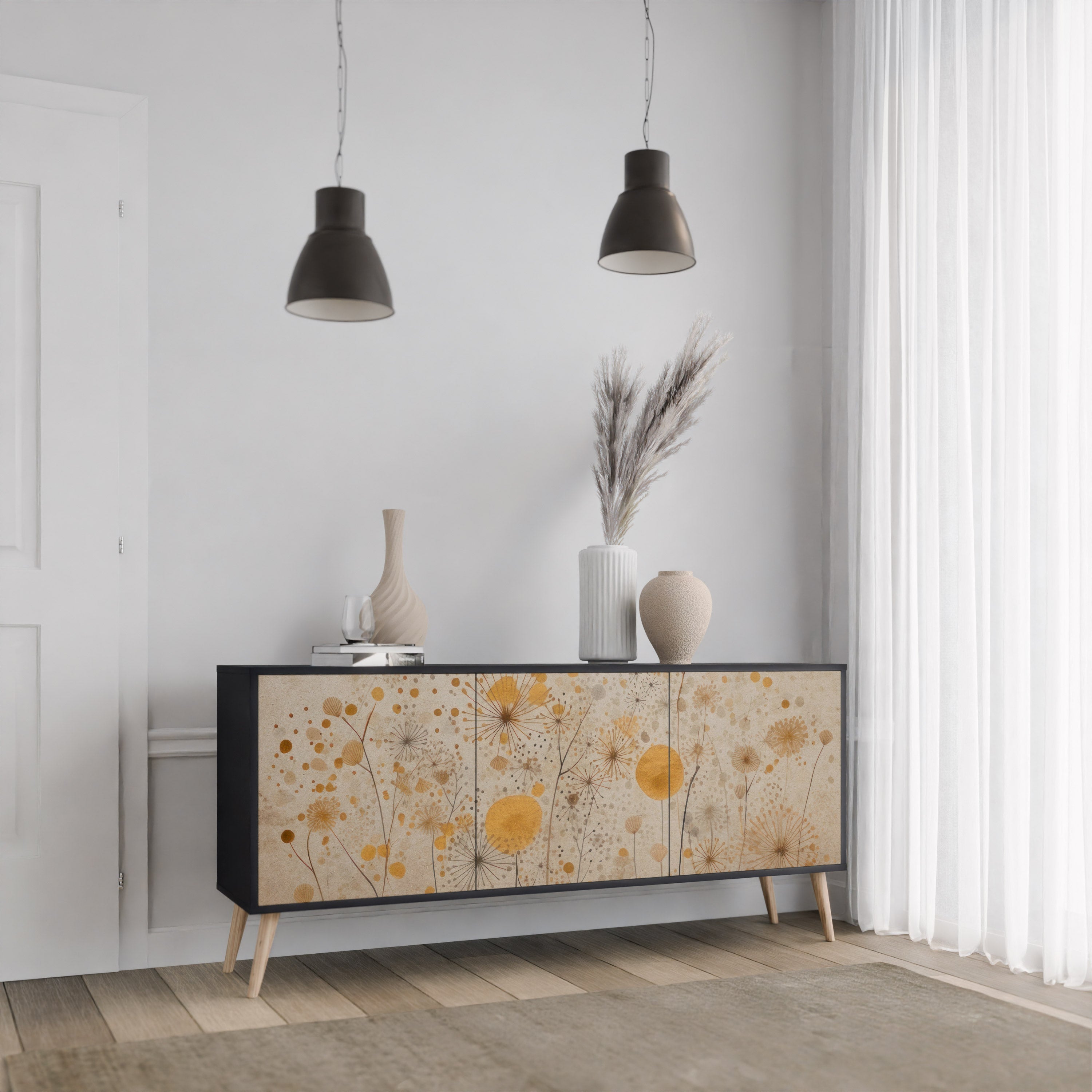 MORNING GLADE 3-türiges Sideboard in Schwarz