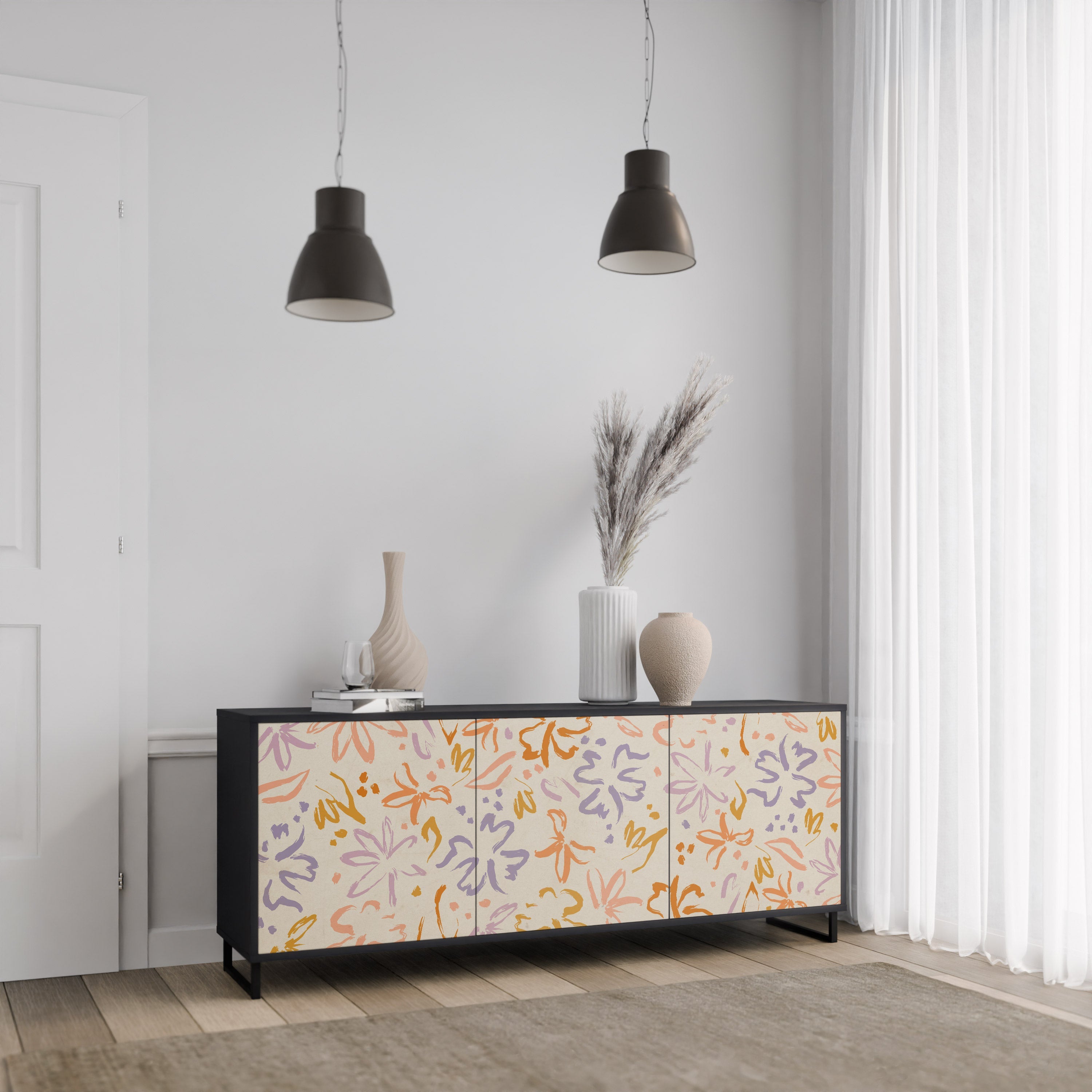 SPRING WHIMSY Sideboard mit 3 Türen in Schwarz