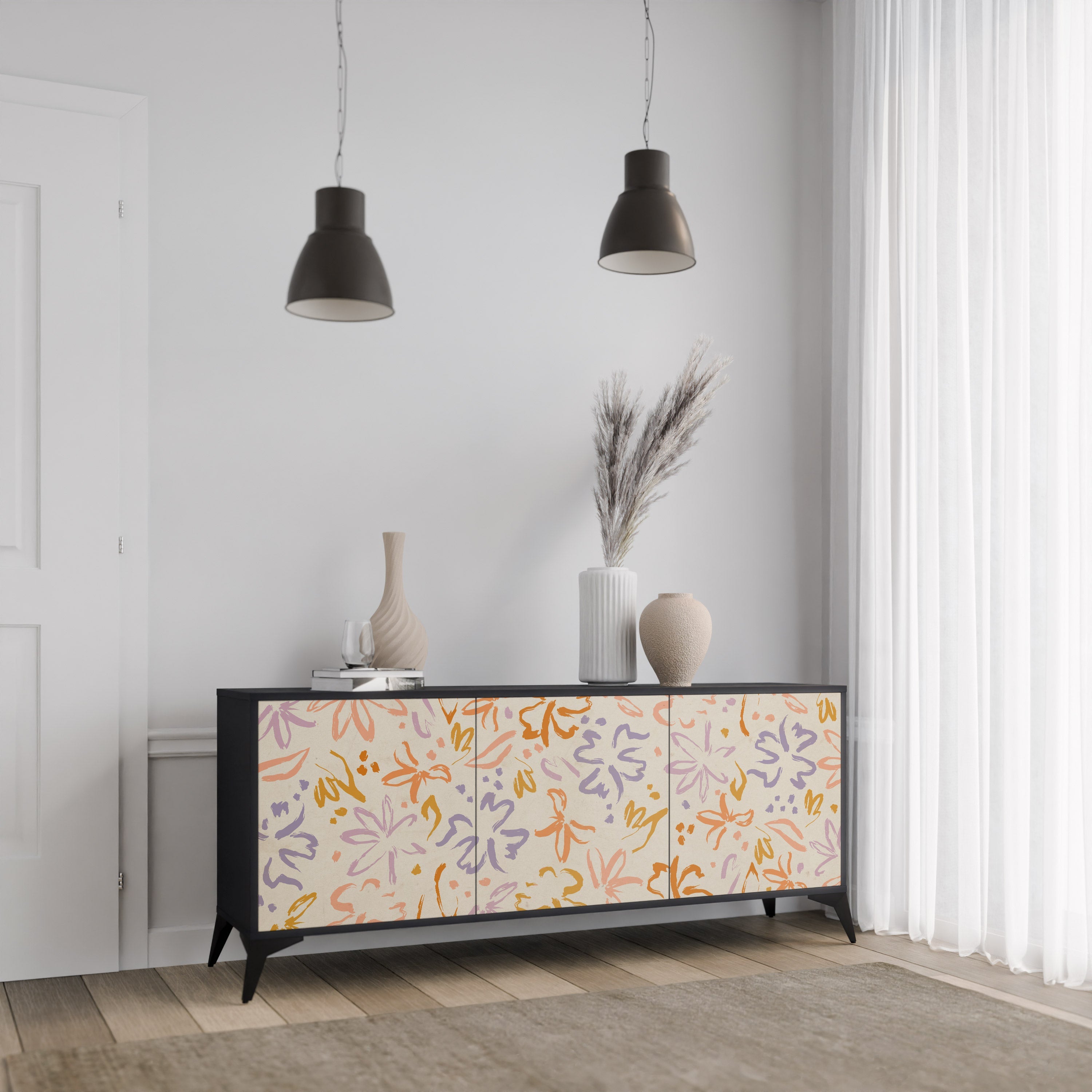 SPRING WHIMSY Sideboard mit 3 Türen in Schwarz