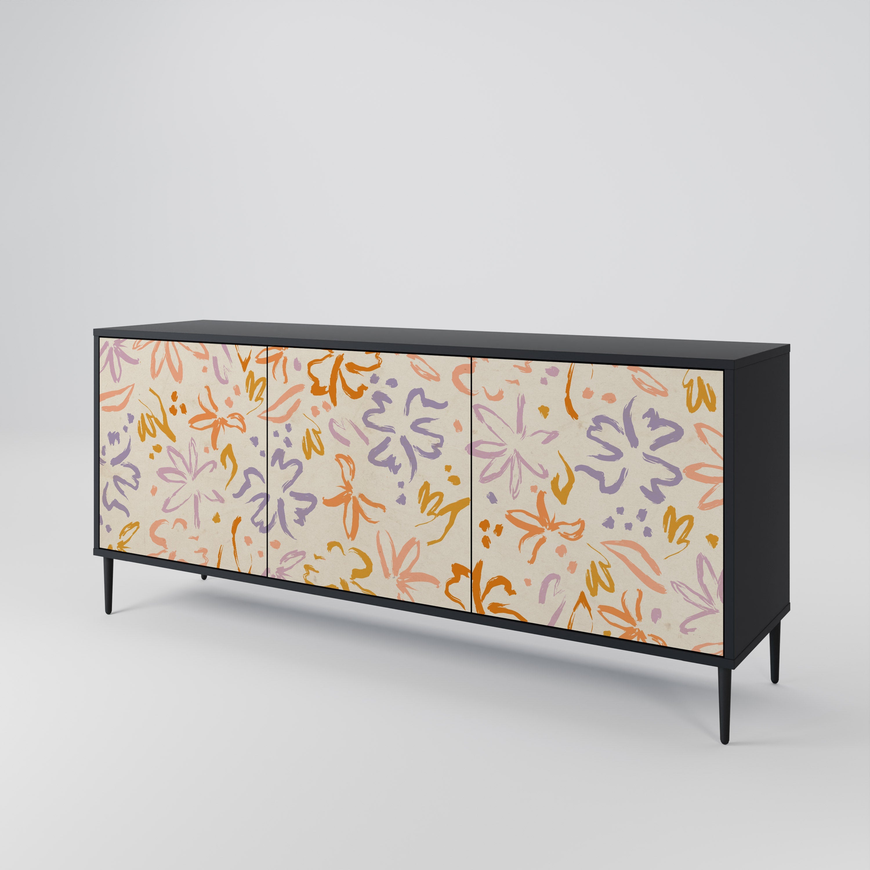 SPRING WHIMSY Sideboard mit 3 Türen in Schwarz