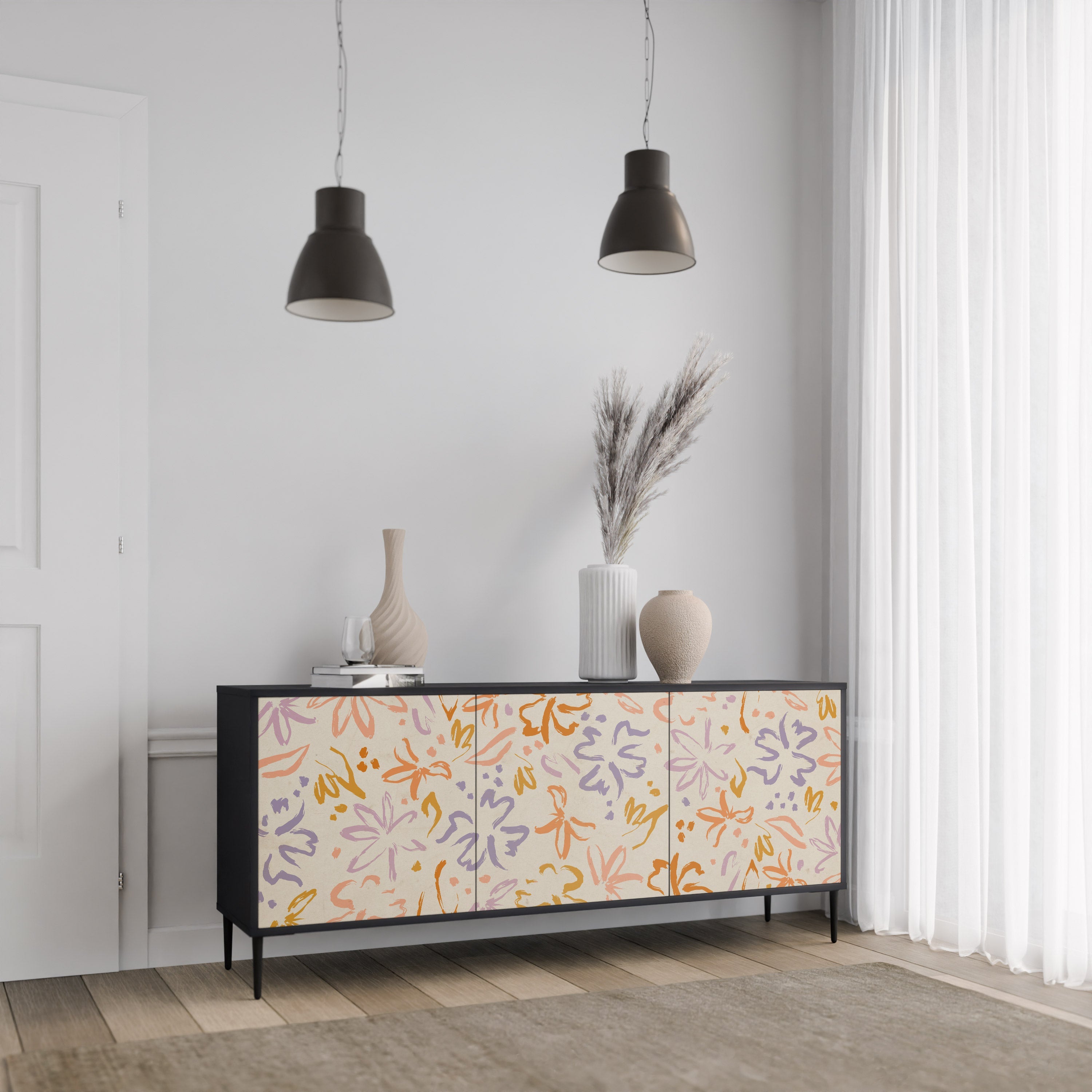 SPRING WHIMSY Sideboard mit 3 Türen in Schwarz