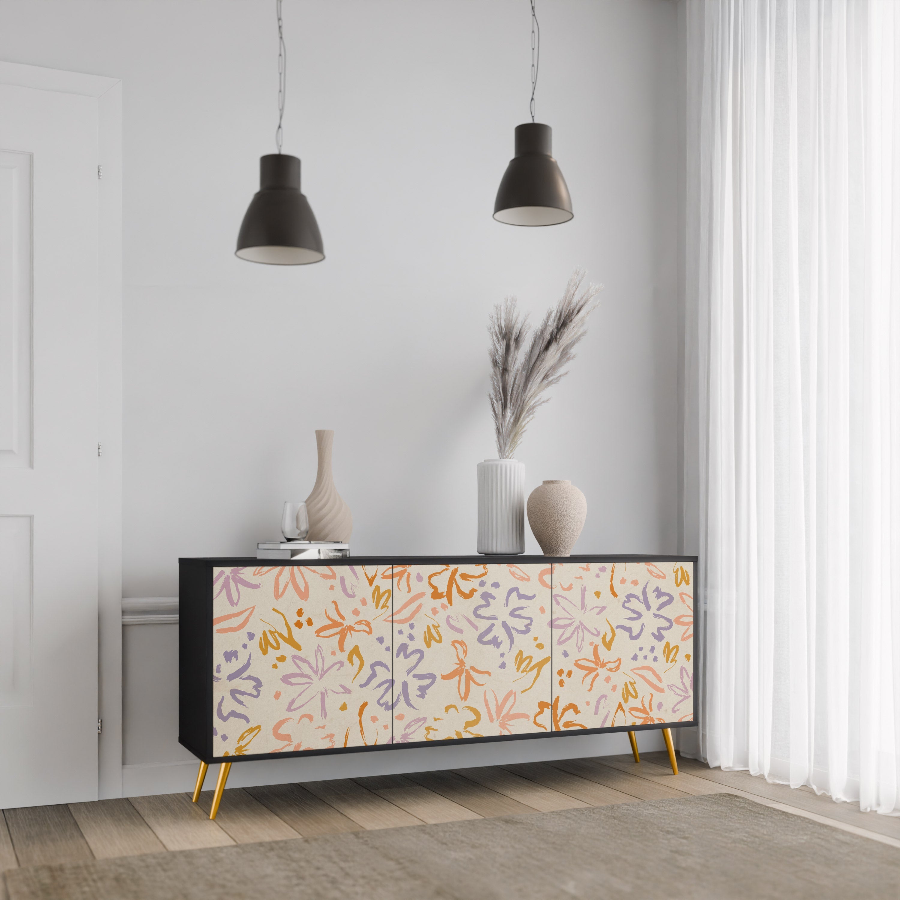 SPRING WHIMSY Sideboard mit 3 Türen in Schwarz