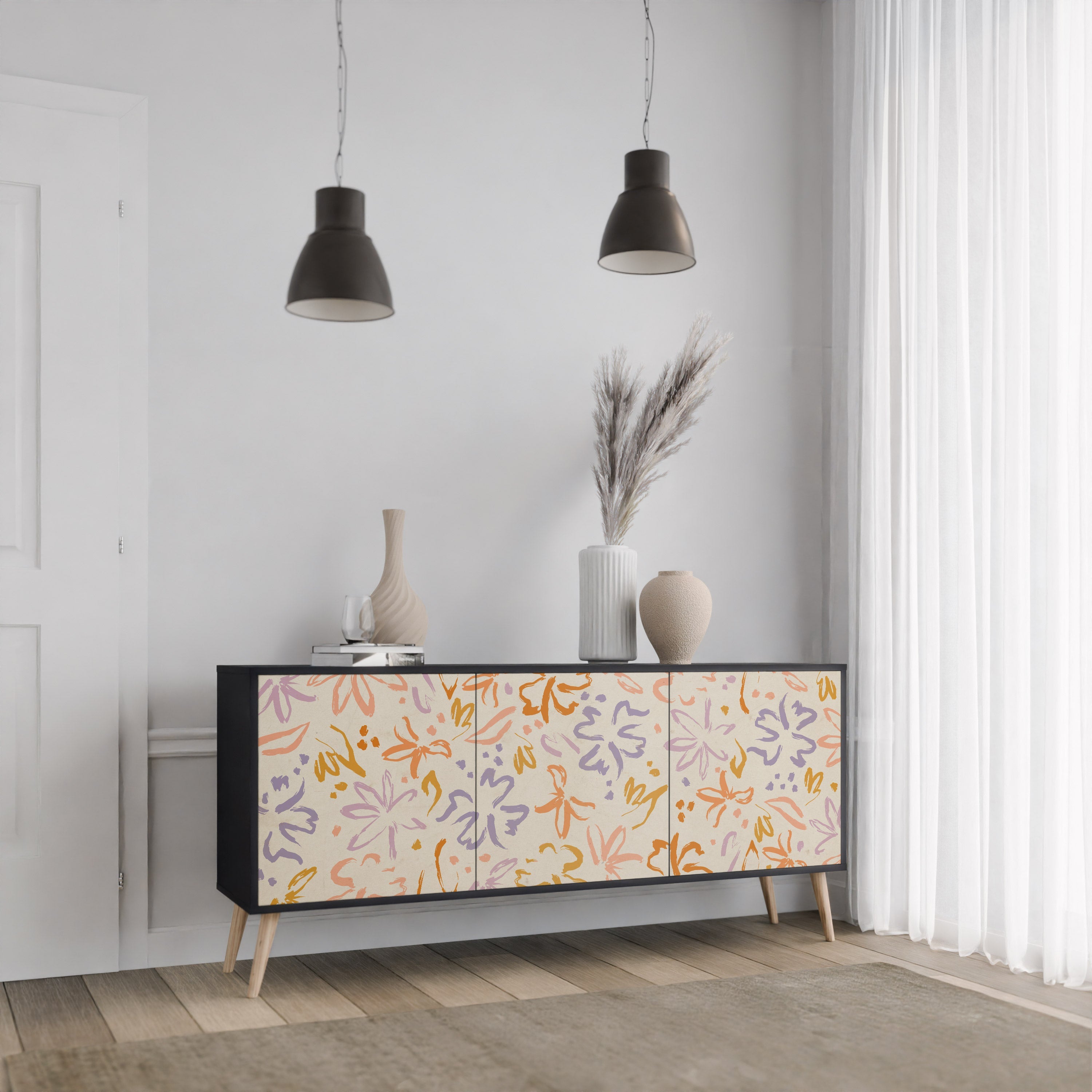SPRING WHIMSY Sideboard mit 3 Türen in Schwarz
