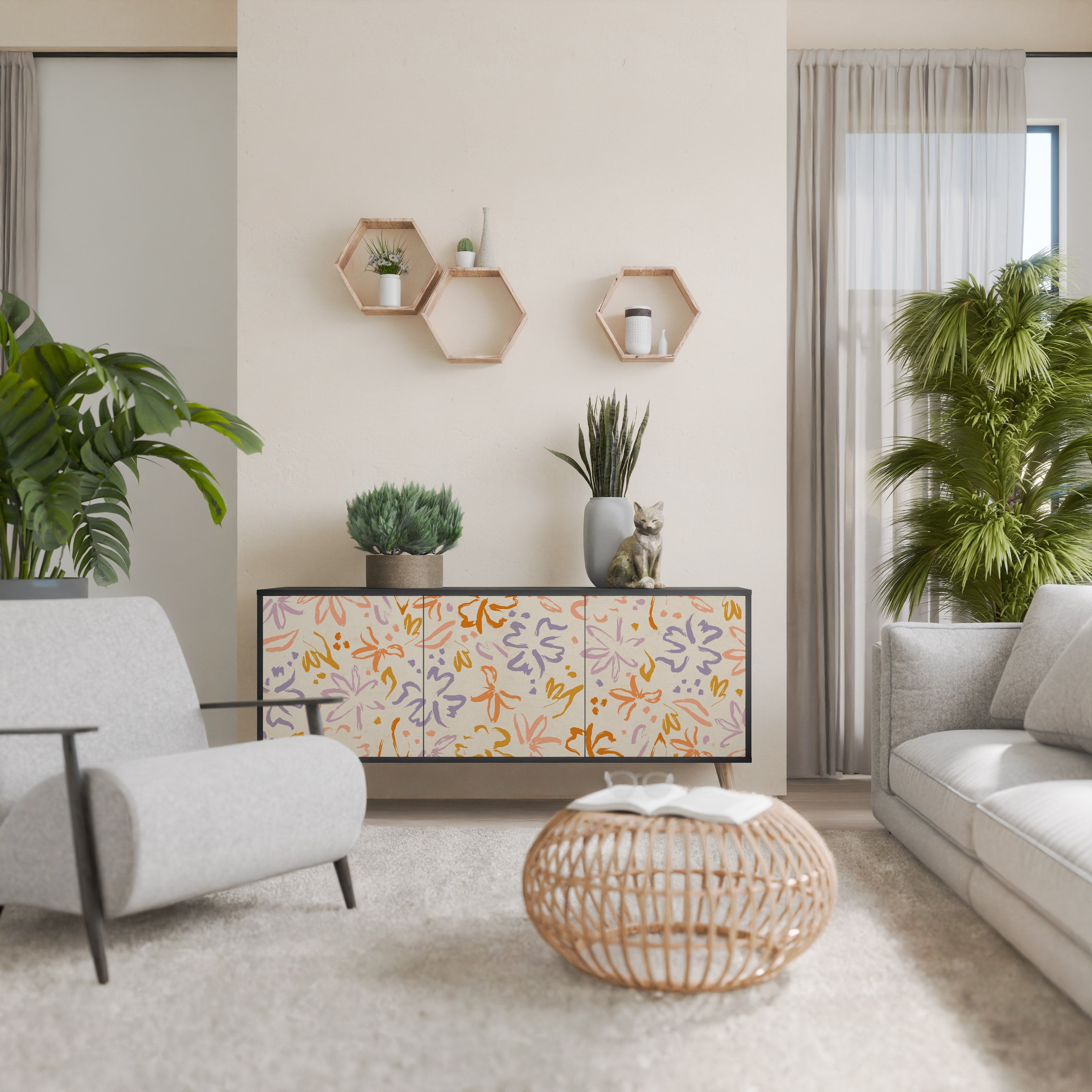 SPRING WHIMSY Sideboard mit 3 Türen in Schwarz