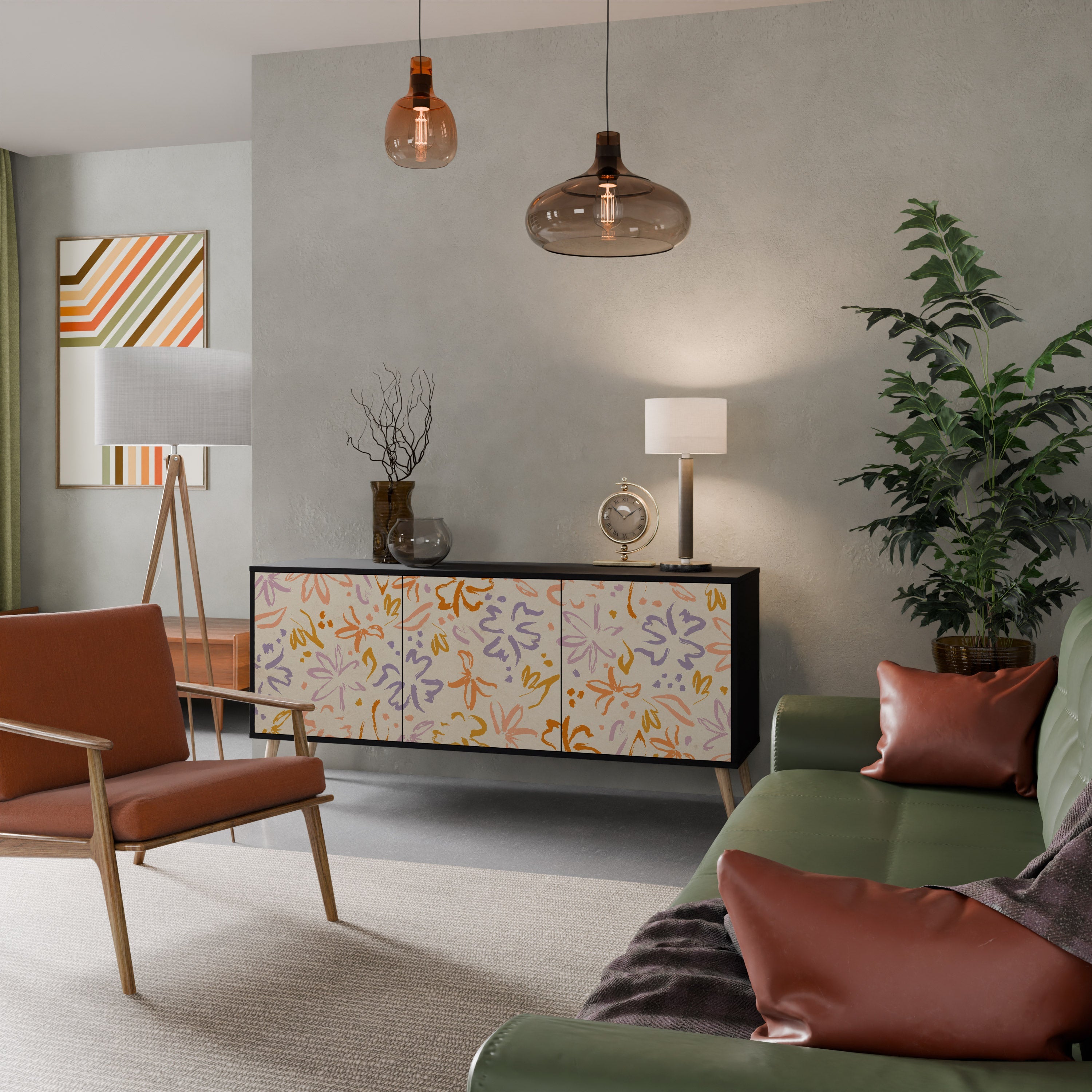 SPRING WHIMSY Sideboard mit 3 Türen in Schwarz