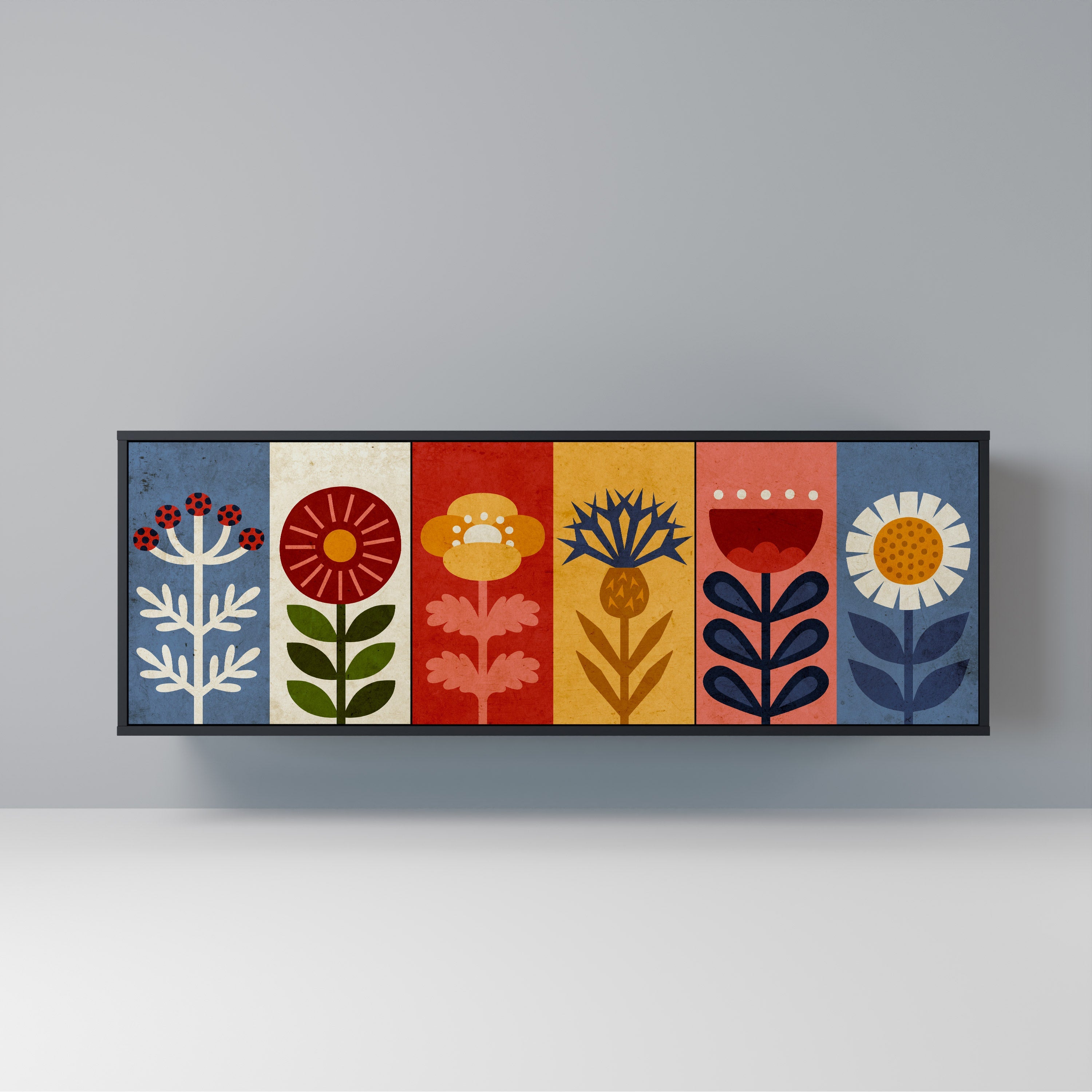 SCANDIC FLOWERET 3-türiges Sideboard in Schwarz