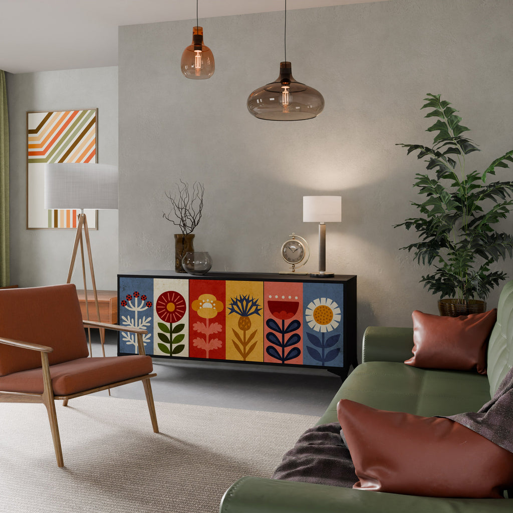 SCANDIC FLOWERET 3-türiges Sideboard in Schwarz