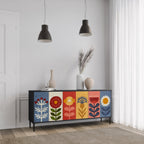 SCANDIC FLOWERET 3-Door Sideboard in Black Finish