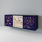 FLORAL COMBINATION 3-Door Sideboard in Black Finish