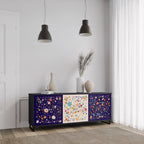 FLORAL COMBINATION 3-Door Sideboard in Black Finish