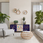 FLORAL COMBINATION 3-Door Sideboard in Black Finish