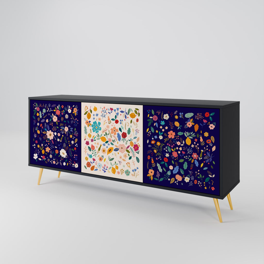 FLORAL COMBINATION 3-türiges Sideboard in Schwarz