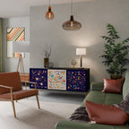 FLORAL COMBINATION 3-Door Sideboard in Black Finish