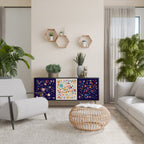 FLORAL COMBINATION 3-Door Sideboard in Black Finish