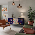 FLORAL COMBINATION 3-Door Sideboard in Black Finish