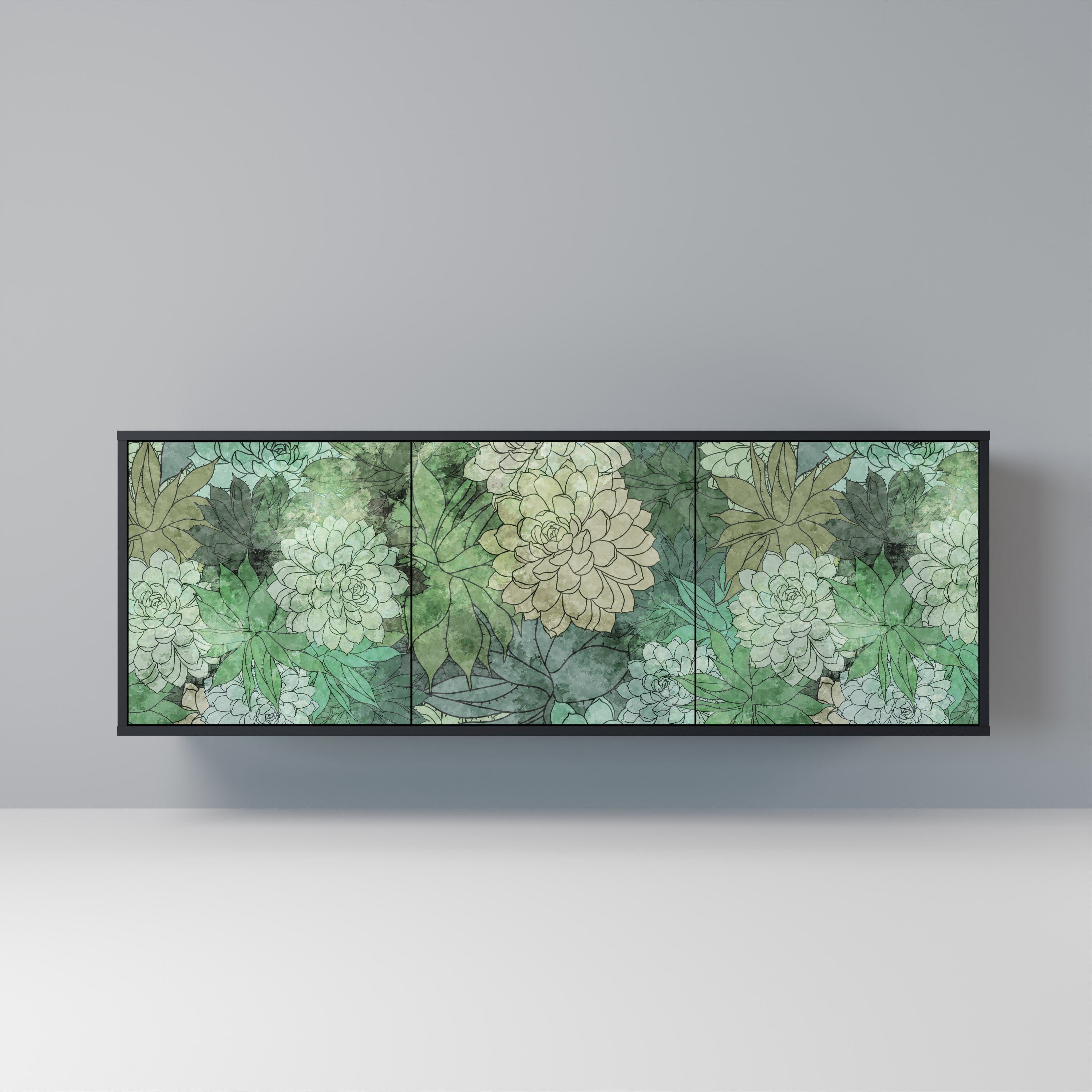 SUCCULENT CLUSTER 3-türiges Sideboard in Schwarz