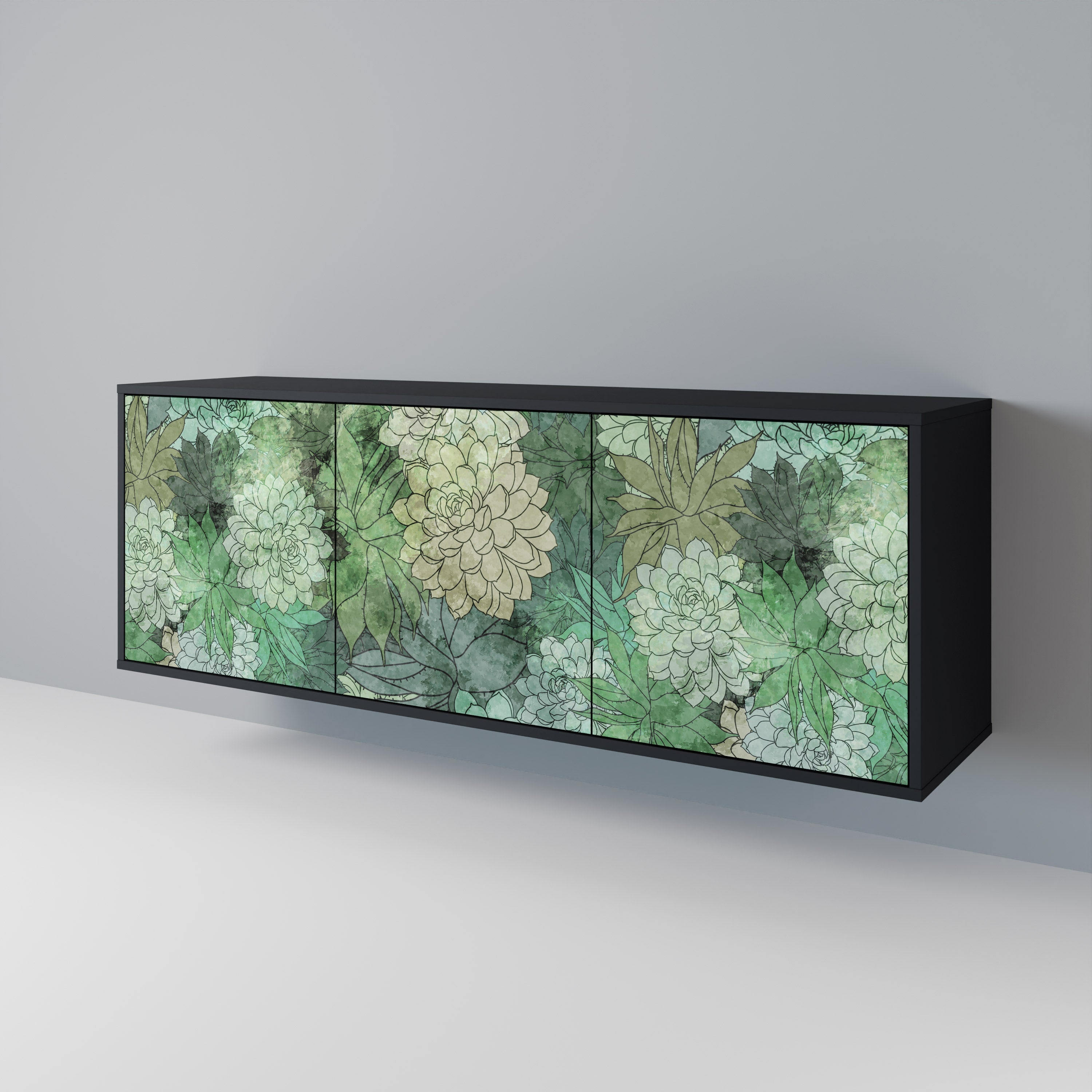 SUCCULENT CLUSTER 3-türiges Sideboard in Schwarz