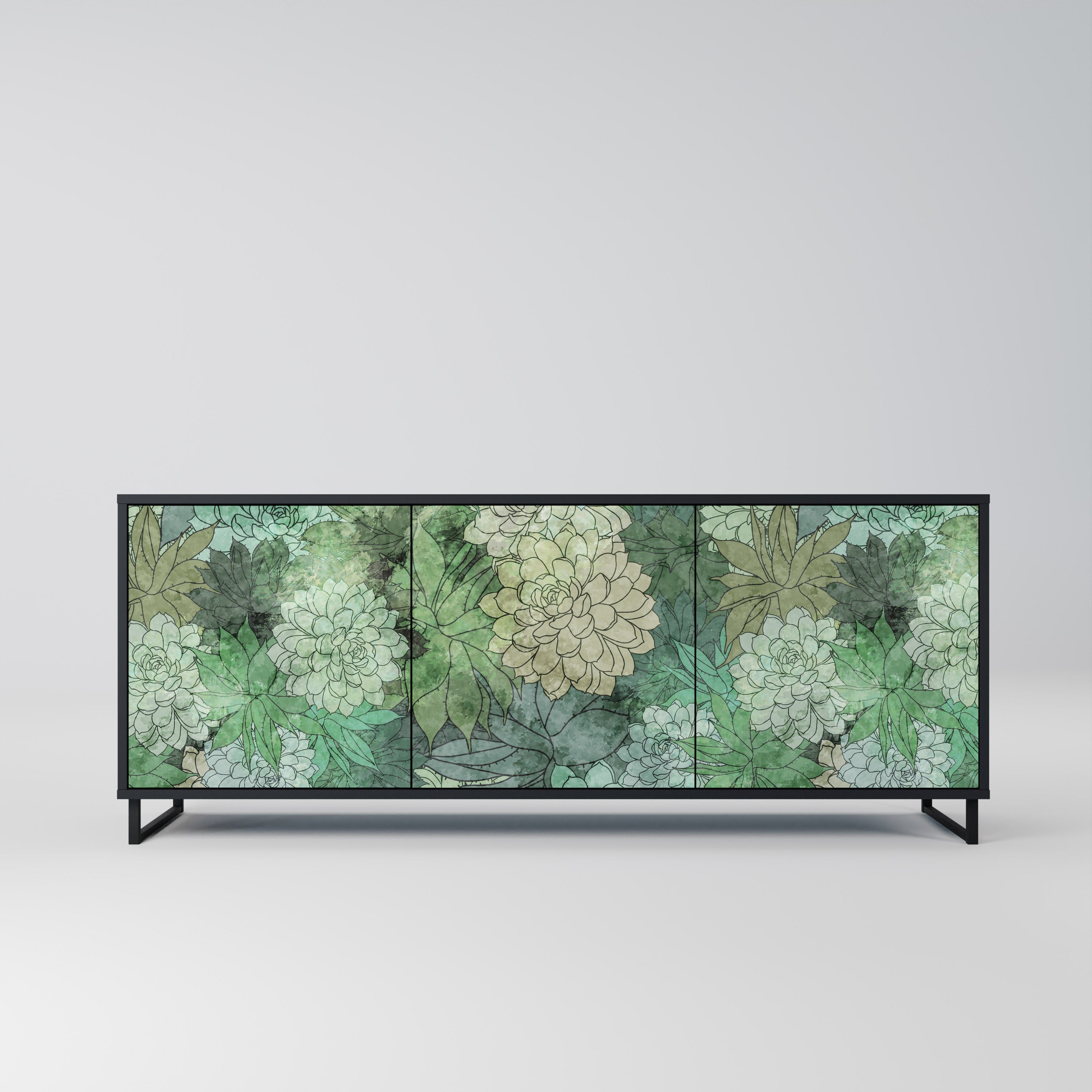 SUCCULENT CLUSTER 3-türiges Sideboard in Schwarz