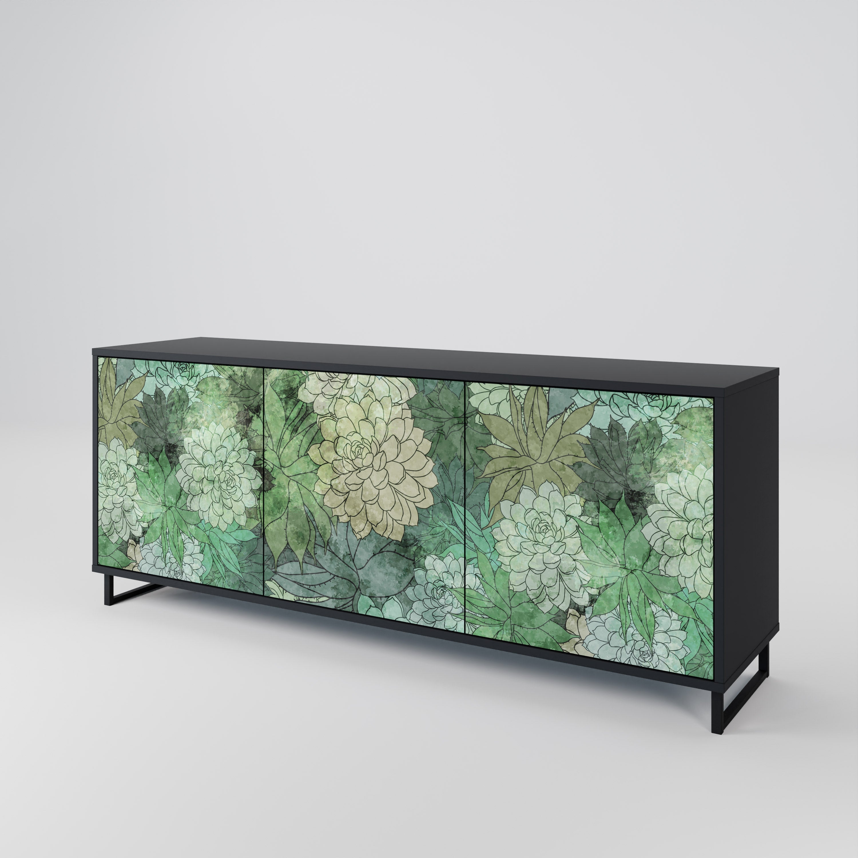SUCCULENT CLUSTER 3-türiges Sideboard in Schwarz