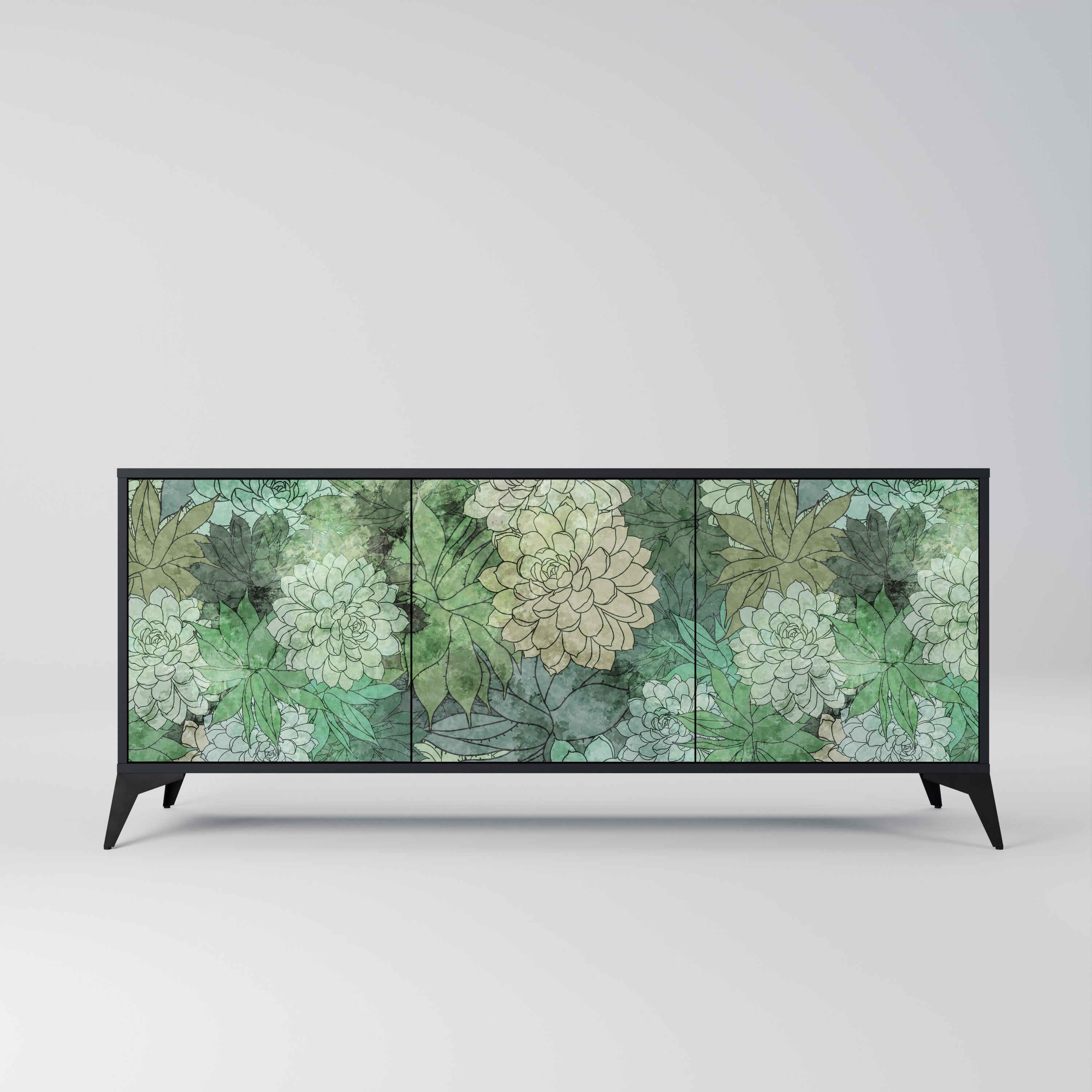 SUCCULENT CLUSTER 3-türiges Sideboard in Schwarz