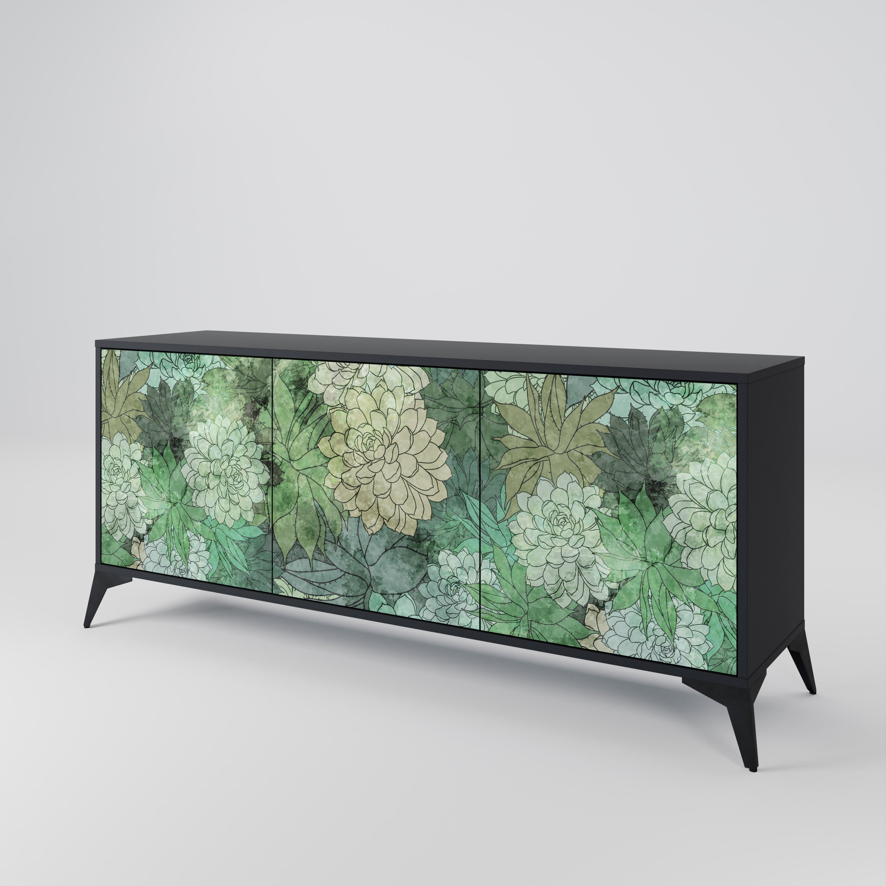 SUCCULENT CLUSTER 3-türiges Sideboard in Schwarz