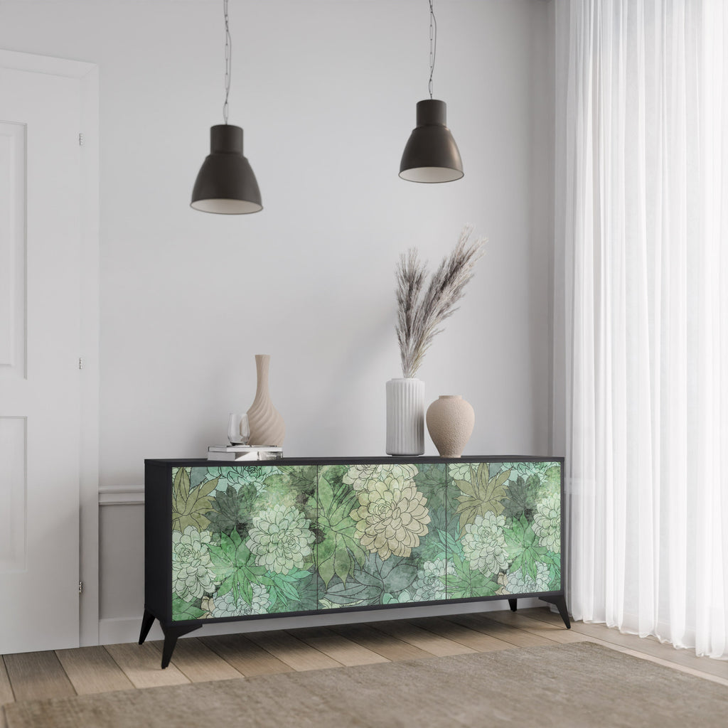 SUCCULENT CLUSTER 3-türiges Sideboard in Schwarz