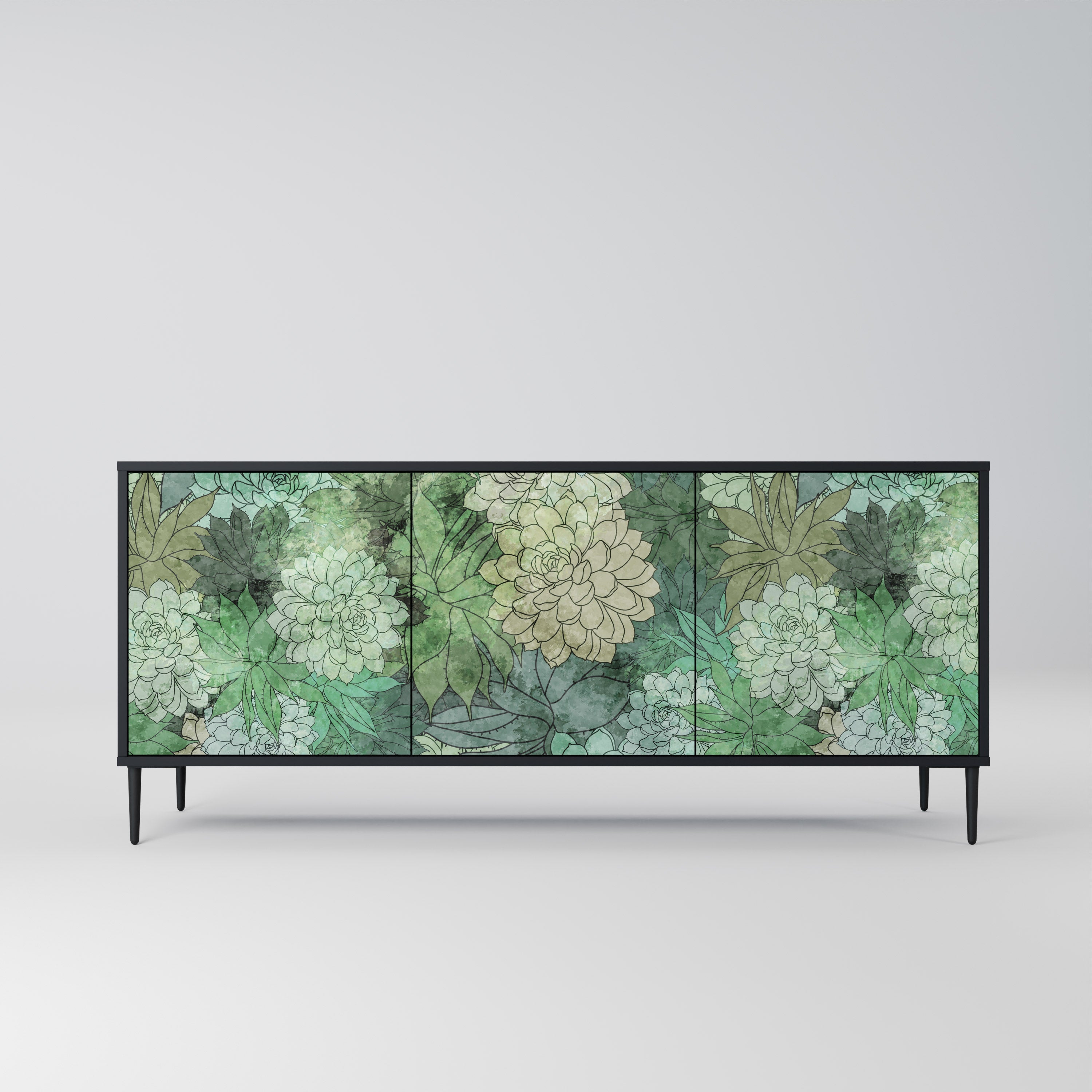 SUCCULENT CLUSTER 3-türiges Sideboard in Schwarz