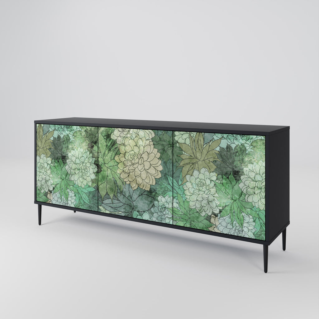 SUCCULENT CLUSTER 3-türiges Sideboard in Schwarz