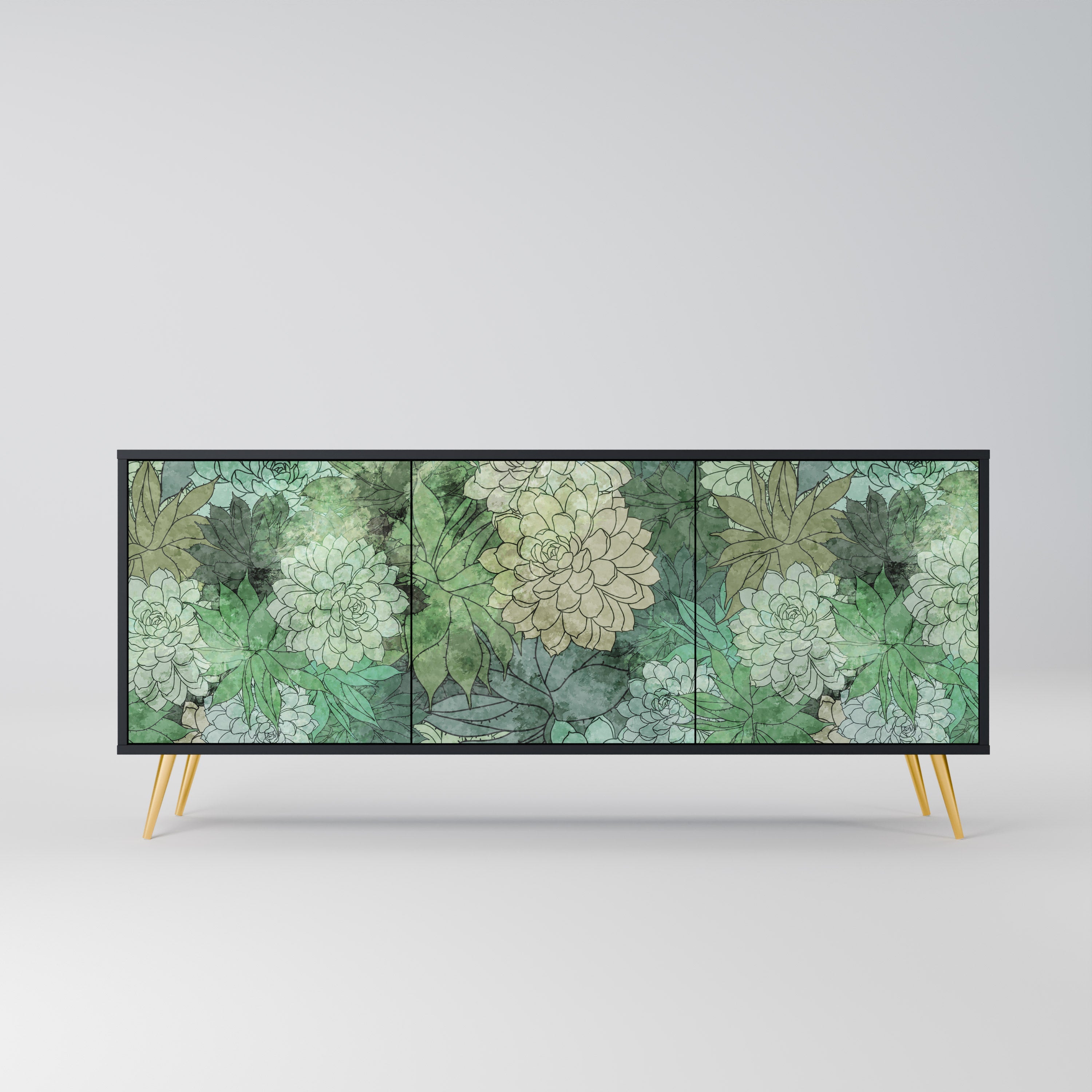 SUCCULENT CLUSTER 3-türiges Sideboard in Schwarz