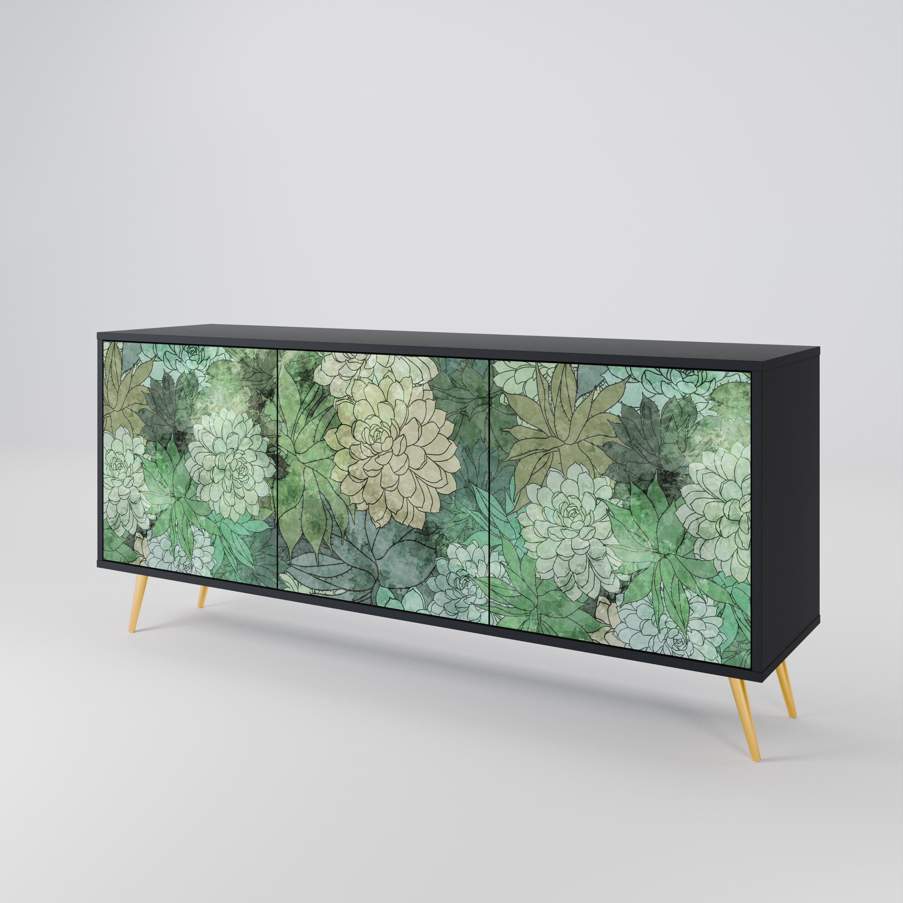 SUCCULENT CLUSTER 3-türiges Sideboard in Schwarz