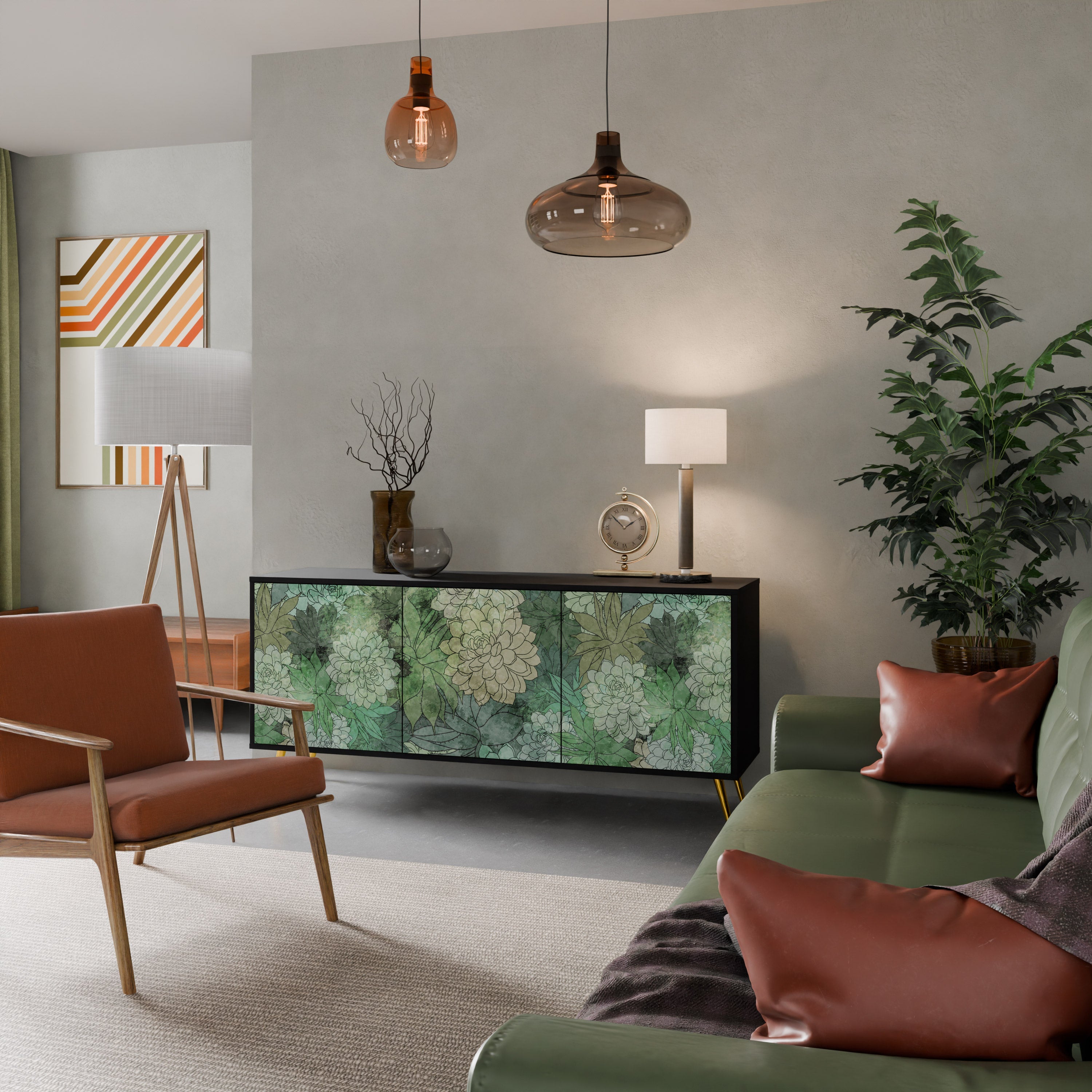 SUCCULENT CLUSTER 3-türiges Sideboard in Schwarz