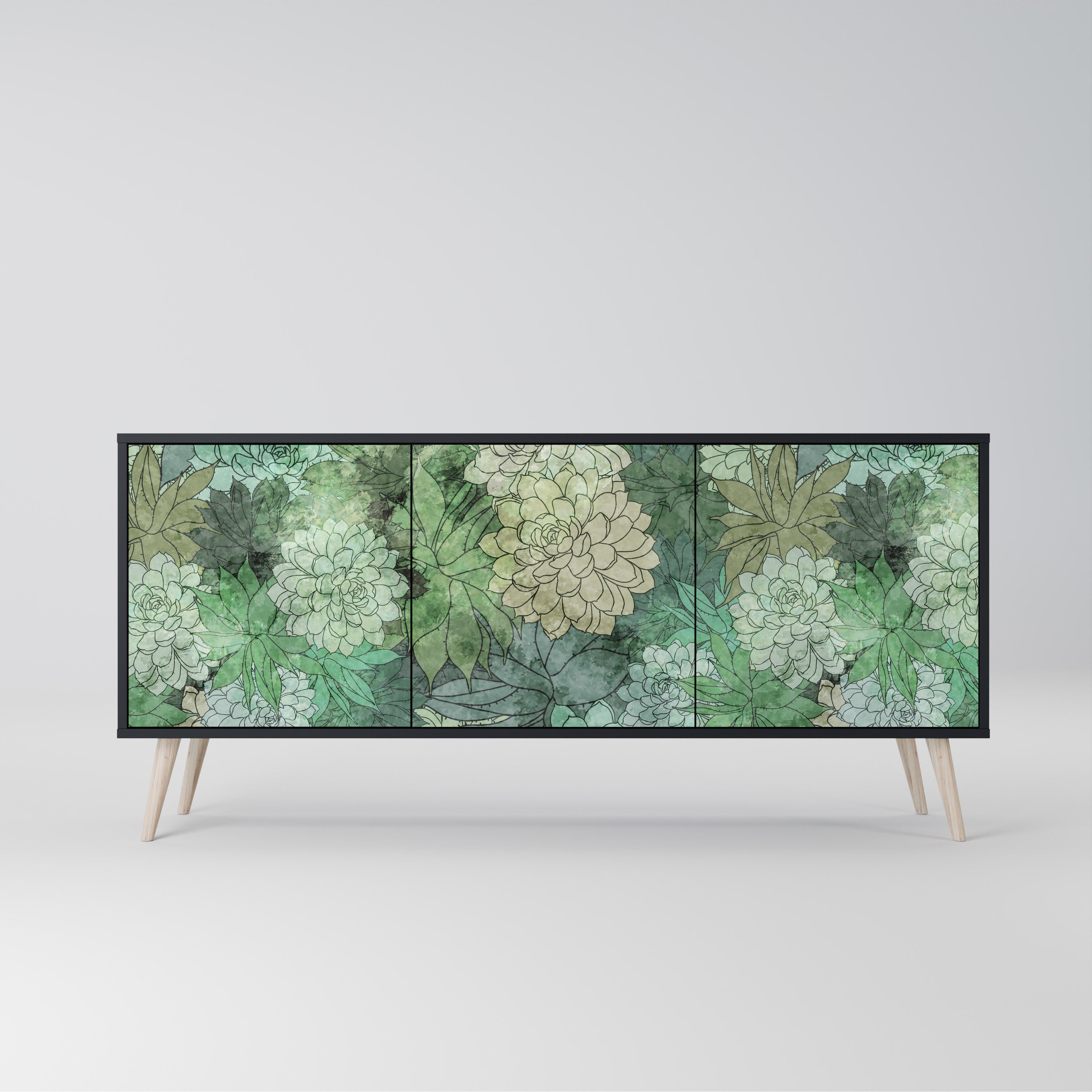 SUCCULENT CLUSTER 3-türiges Sideboard in Schwarz