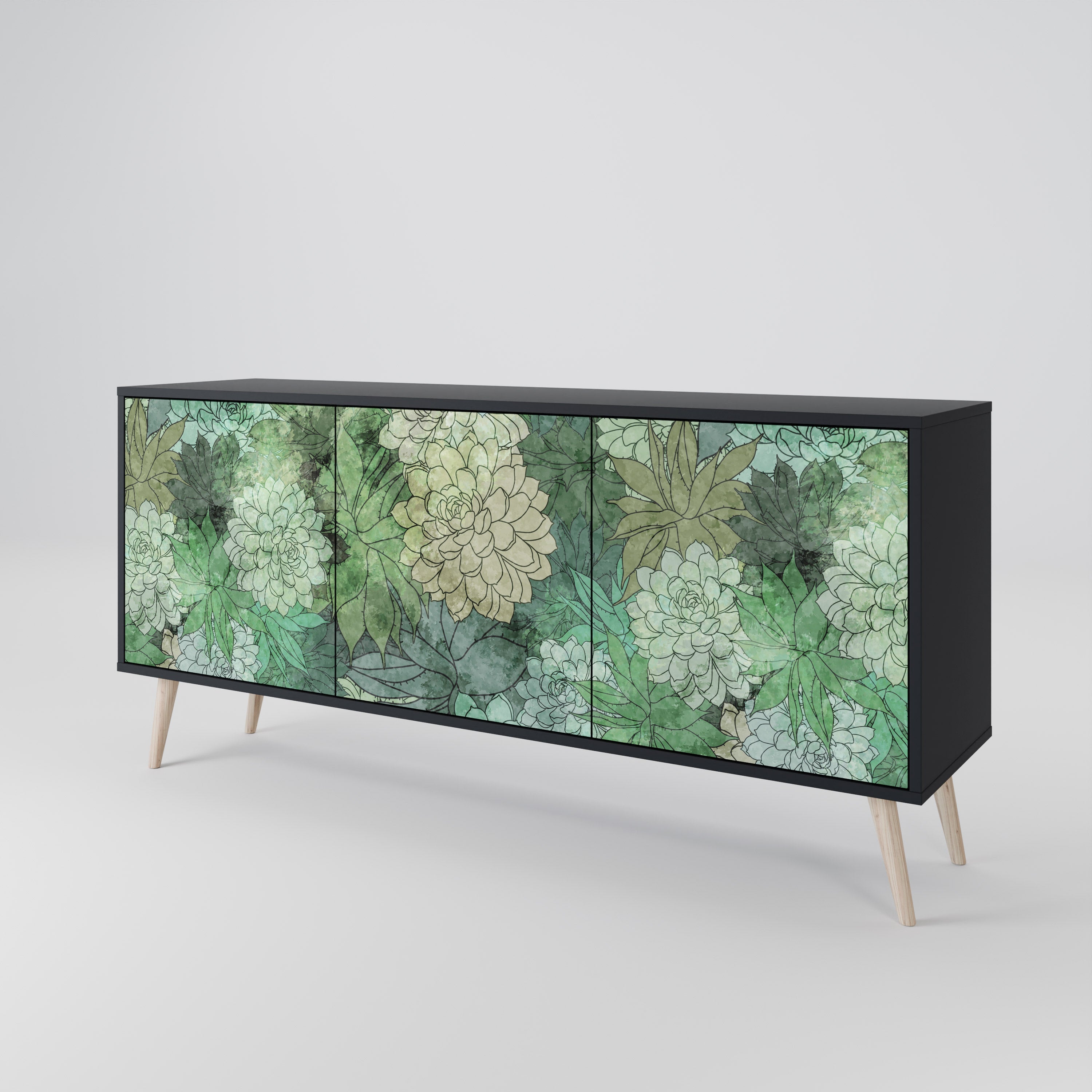 SUCCULENT CLUSTER 3-türiges Sideboard in Schwarz