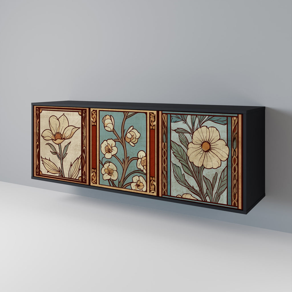 TIMELESS FLORA 3-türiges Sideboard in Schwarz