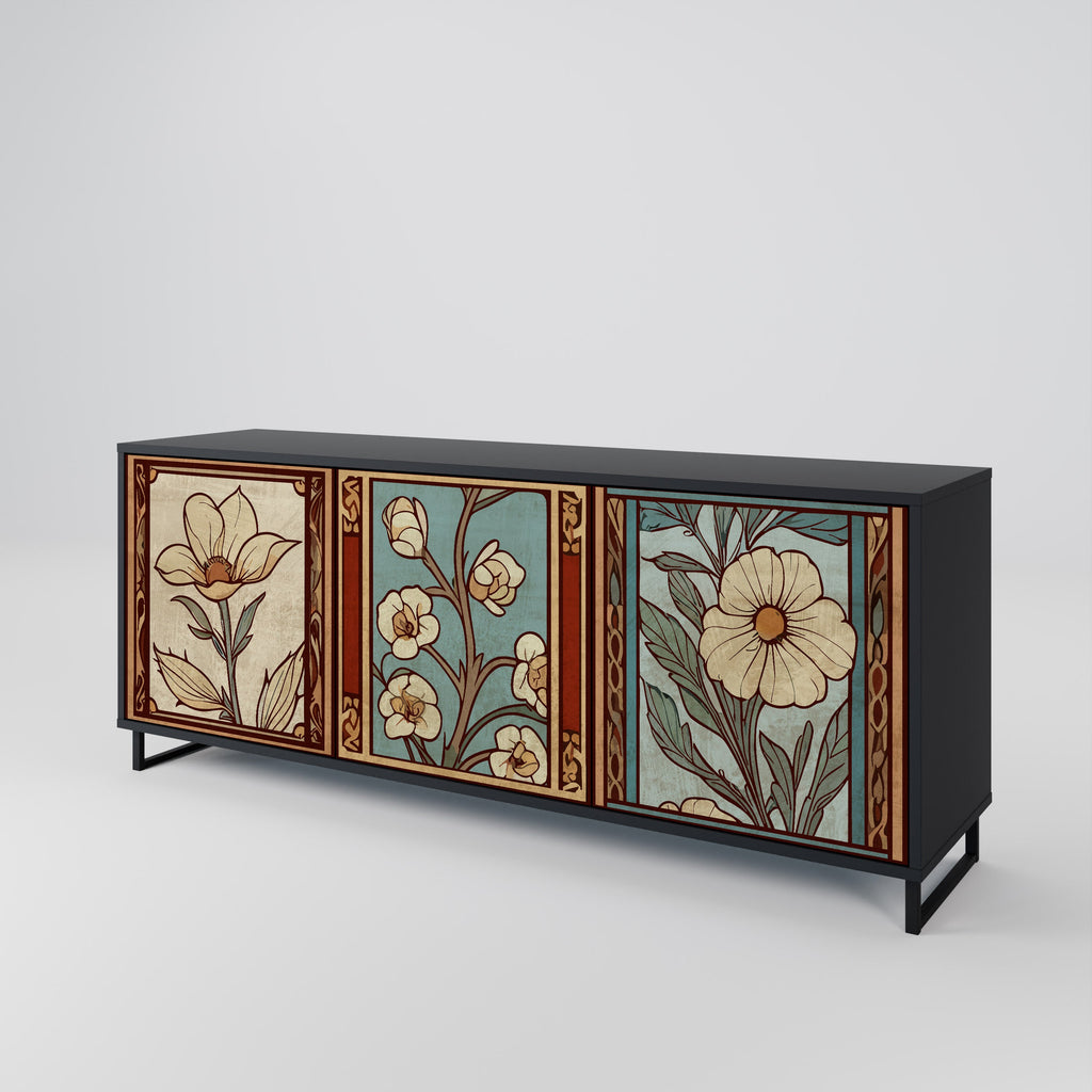 TIMELESS FLORA 3-türiges Sideboard in Schwarz