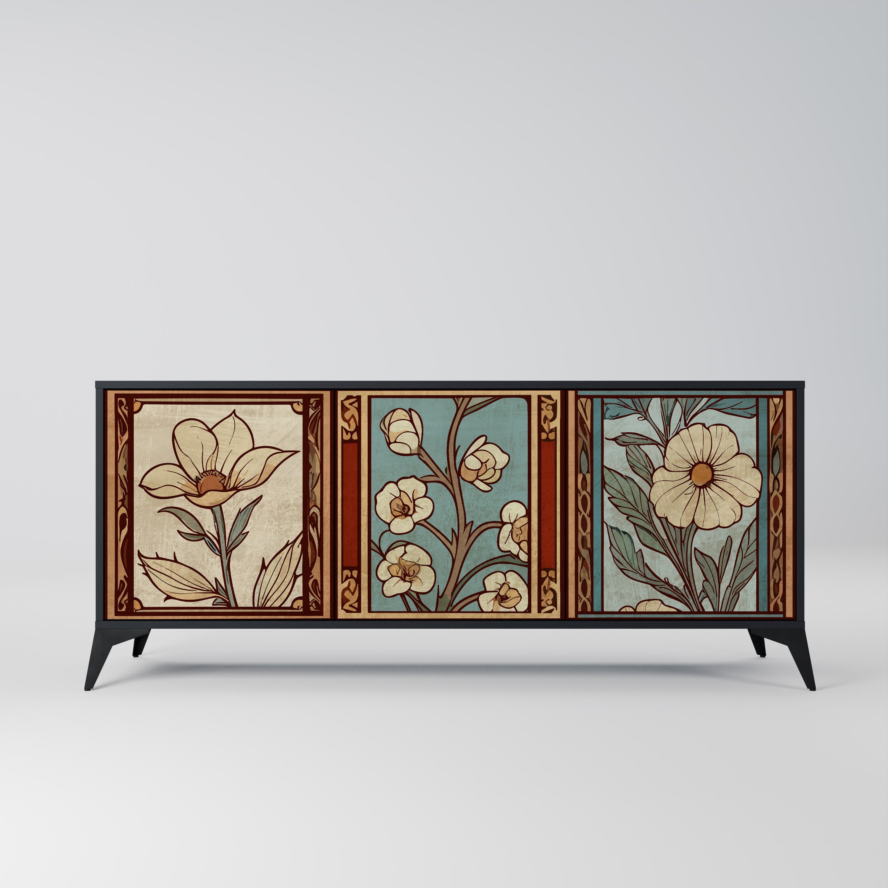 TIMELESS FLORA 3-türiges Sideboard in Schwarz