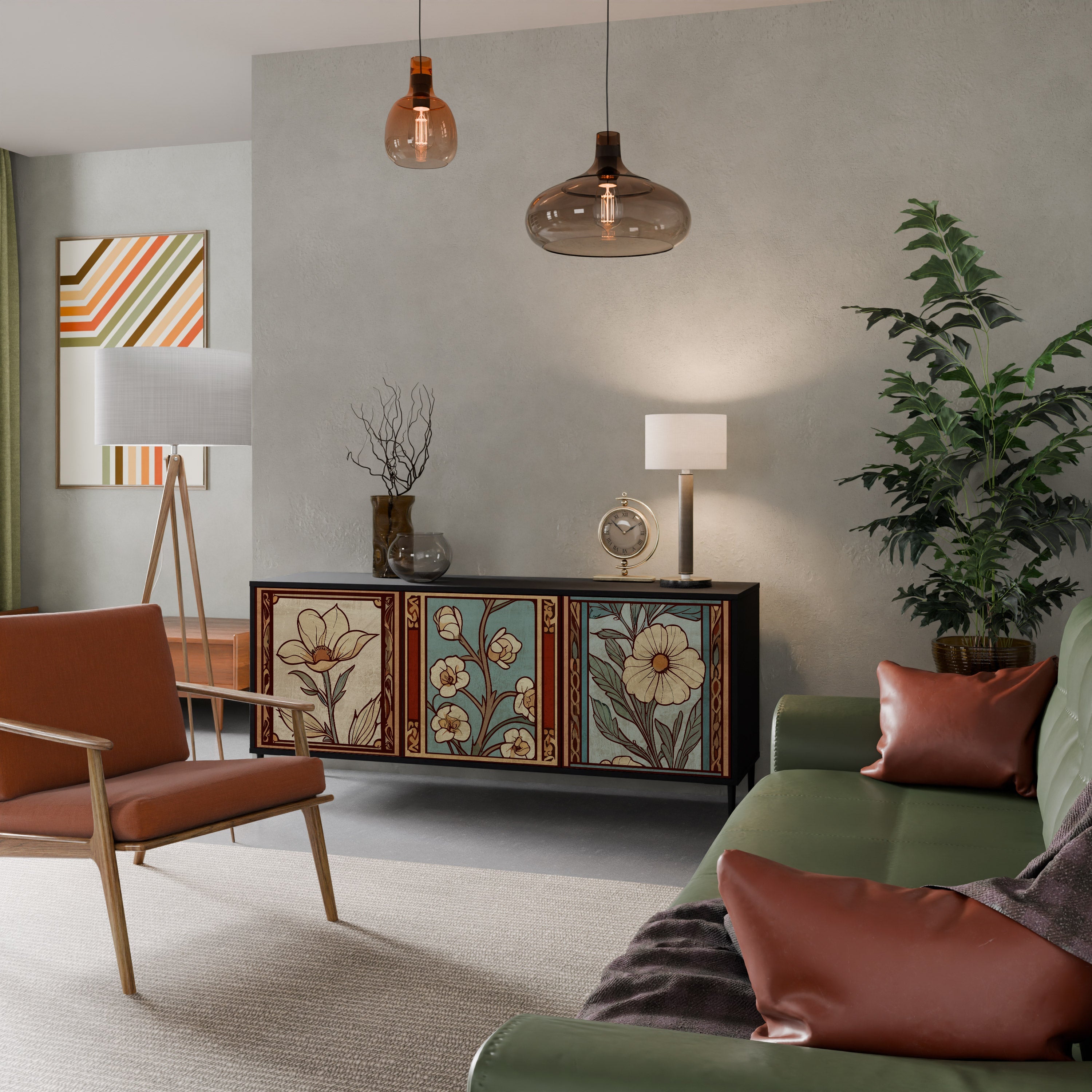 TIMELESS FLORA 3-türiges Sideboard in Schwarz