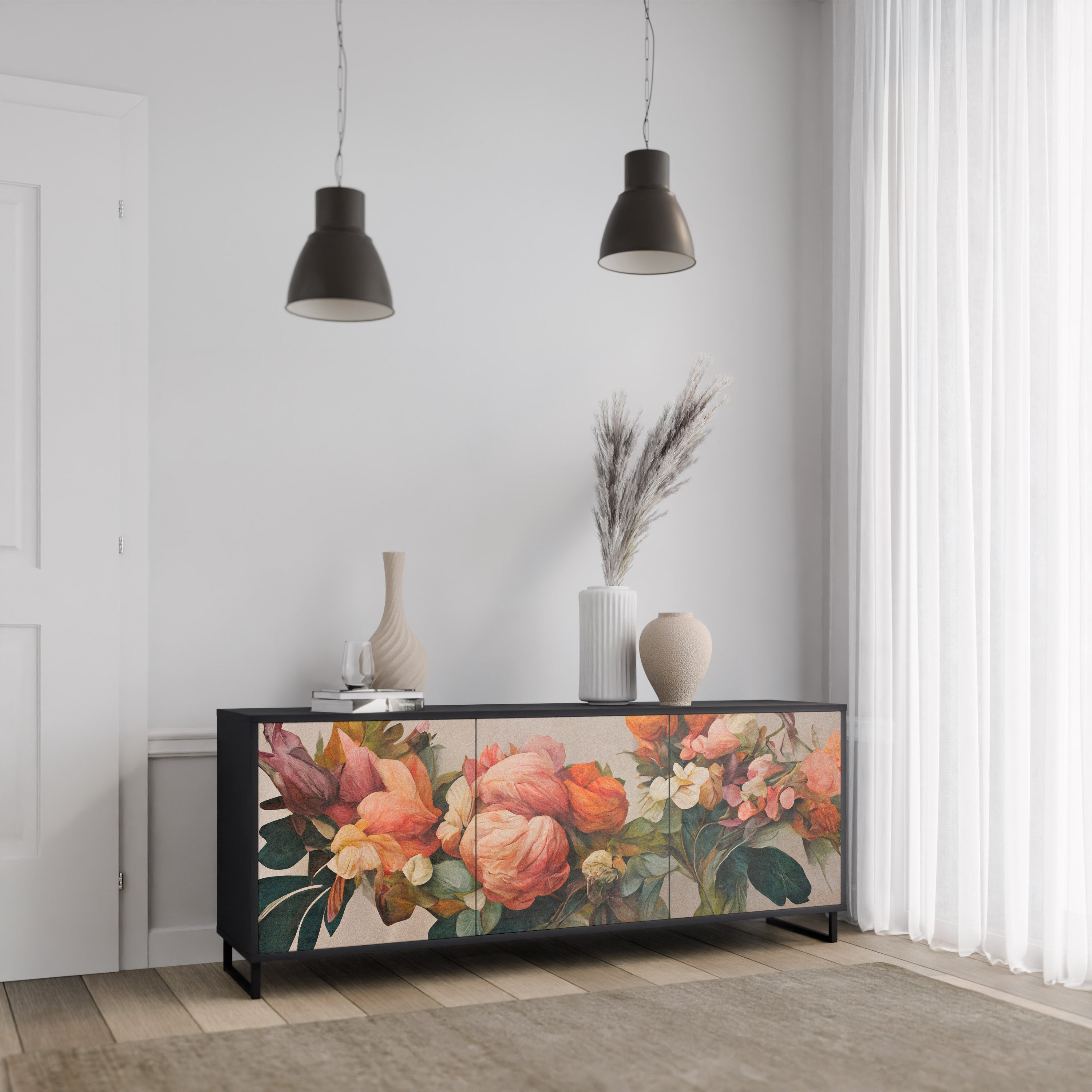 STYLISH BEAUTY 3-türiges Sideboard in Schwarz