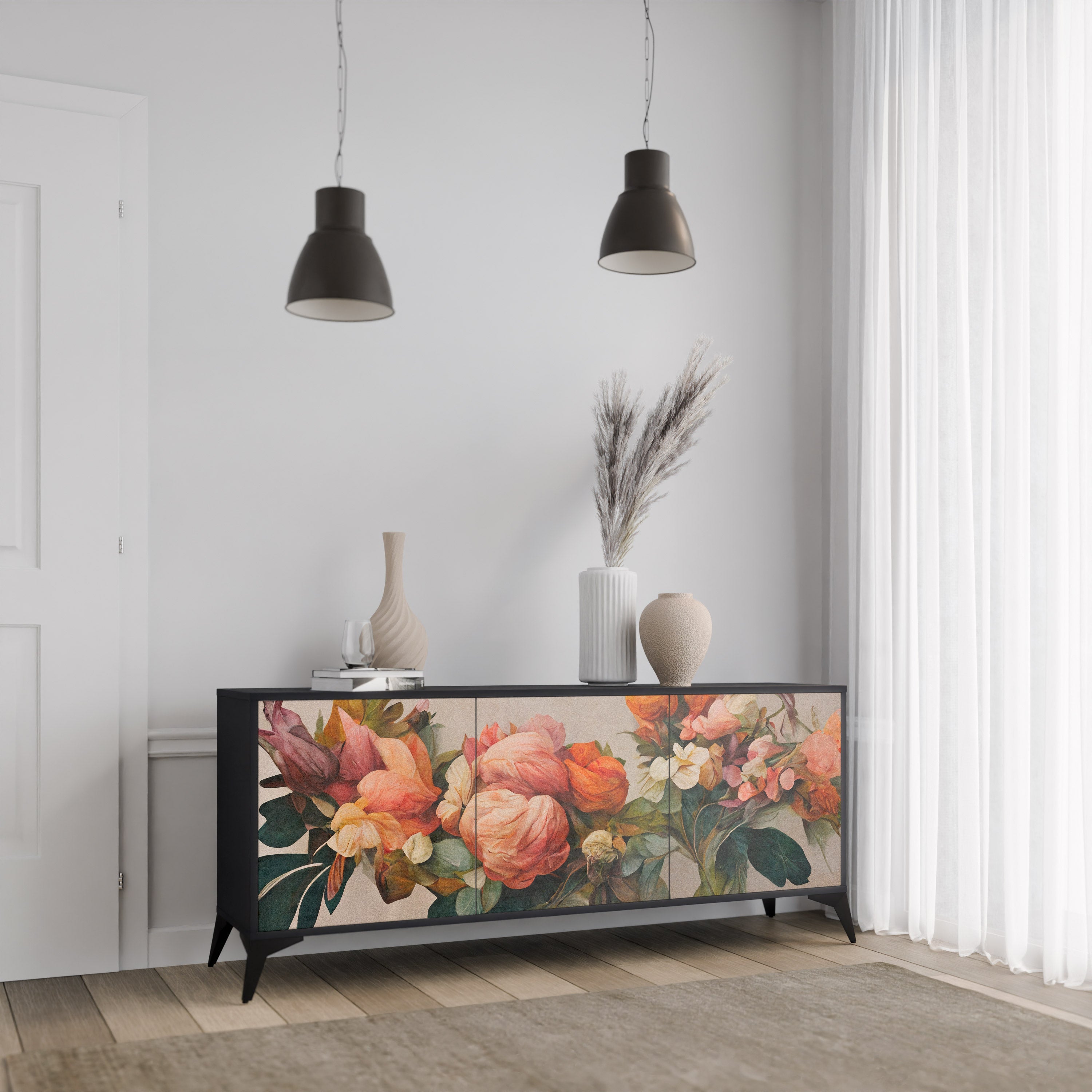 STYLISH BEAUTY 3-türiges Sideboard in Schwarz