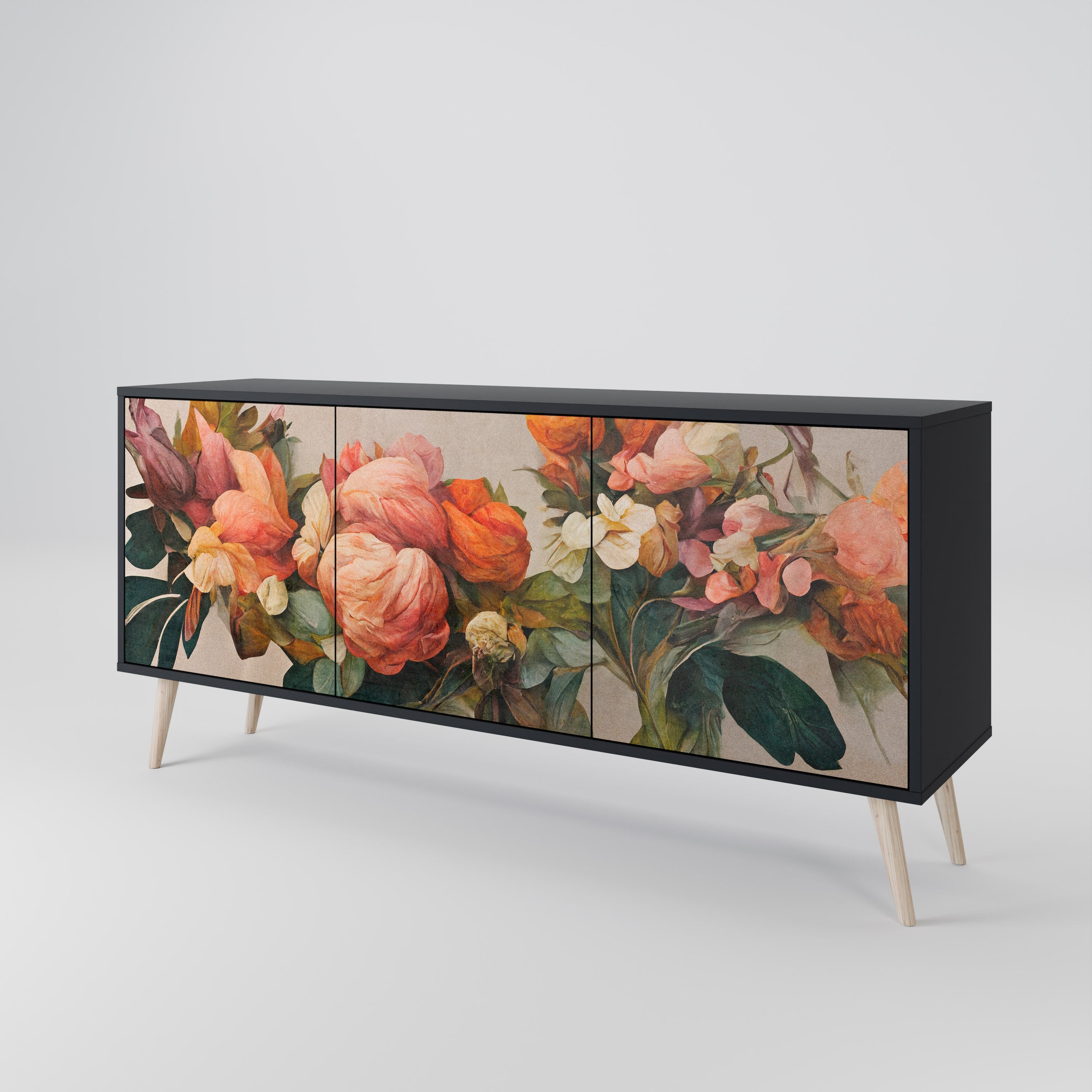 STYLISH BEAUTY 3-türiges Sideboard in Schwarz