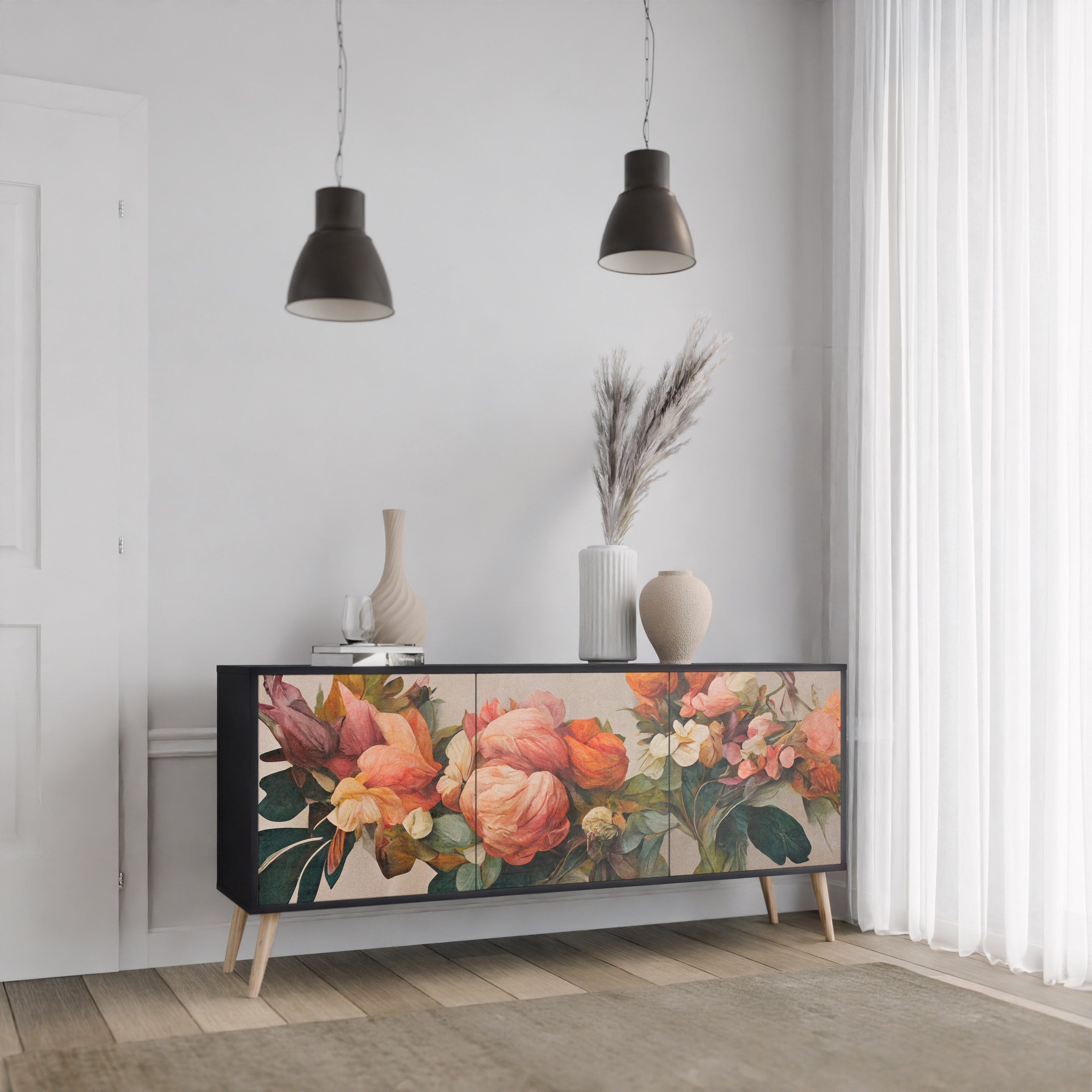 STYLISH BEAUTY 3-türiges Sideboard in Schwarz