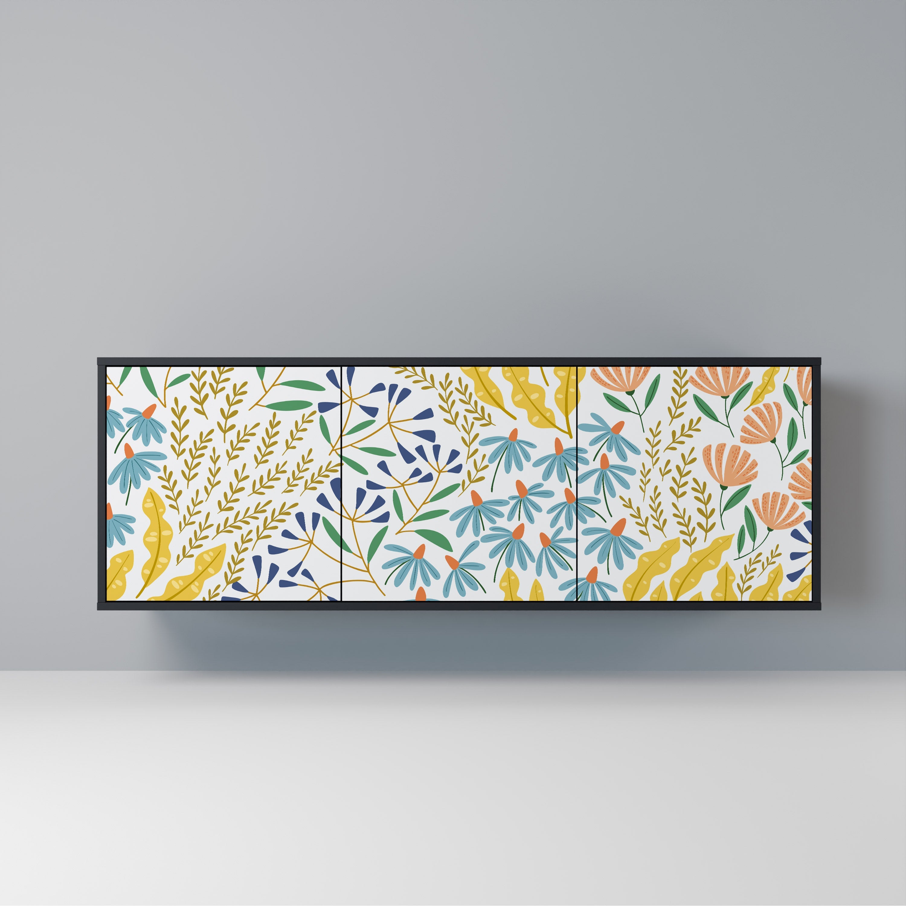 HELLO SPRING Sideboard mit 3 Türen in Schwarz