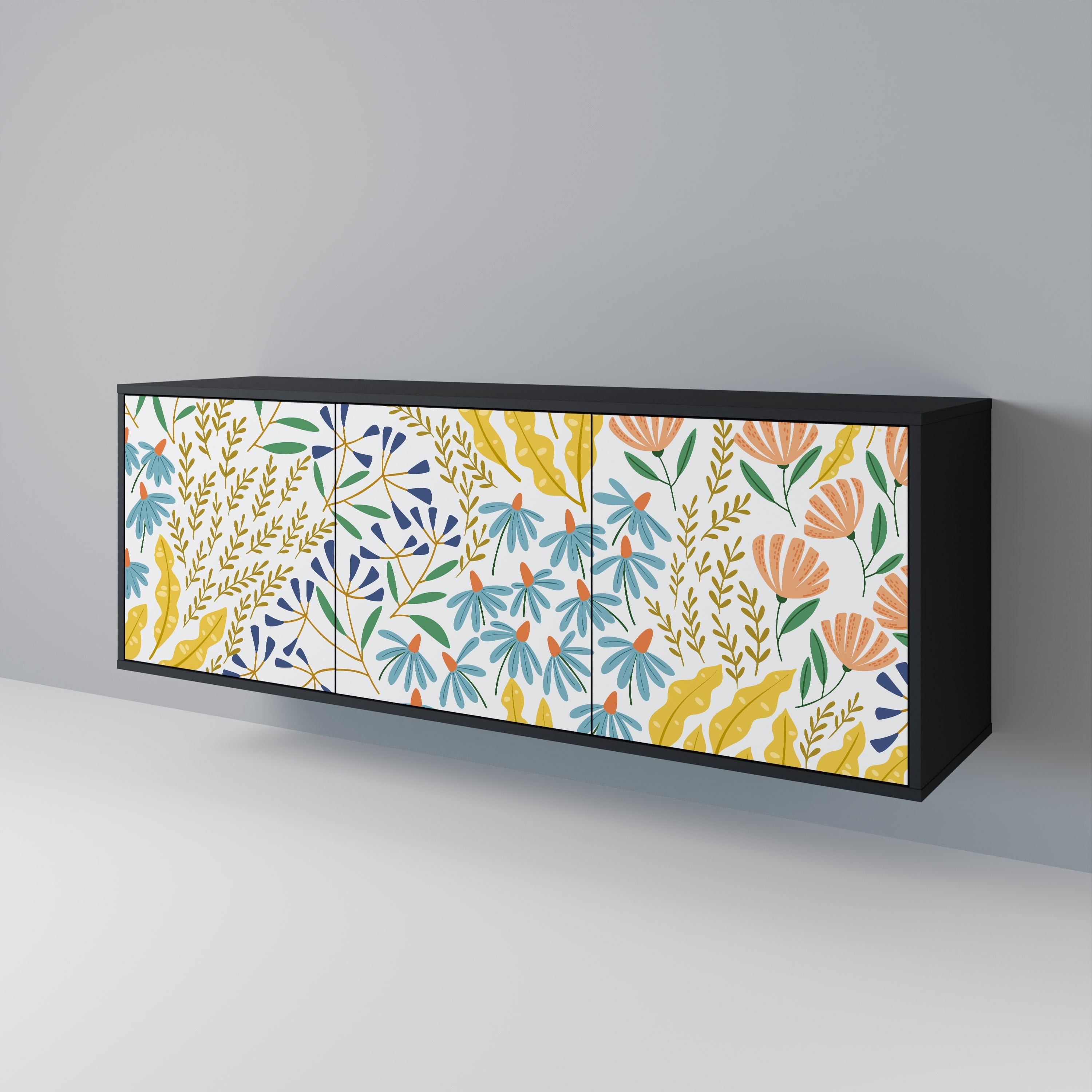 HELLO SPRING Sideboard mit 3 Türen in Schwarz
