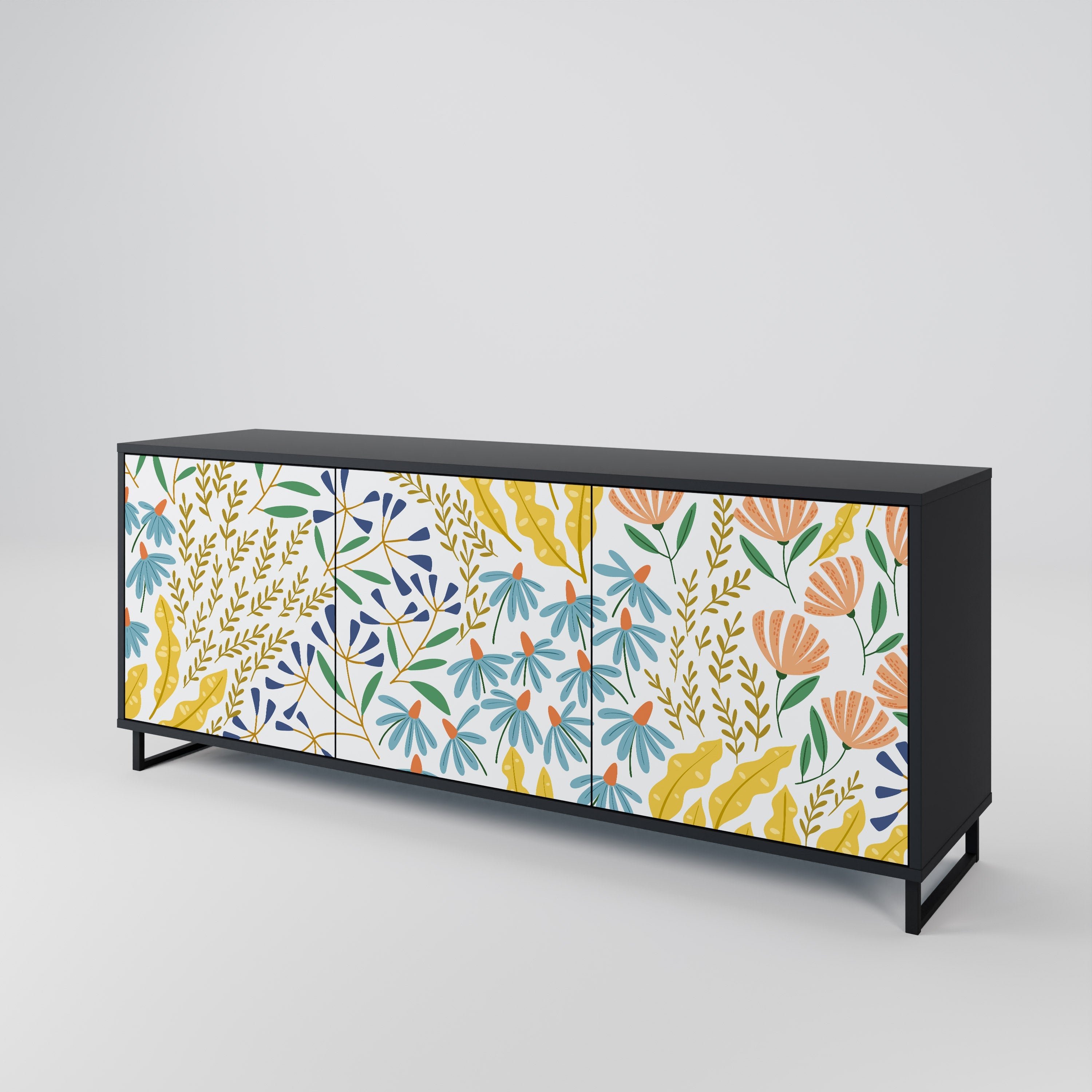 HELLO SPRING Sideboard mit 3 Türen in Schwarz
