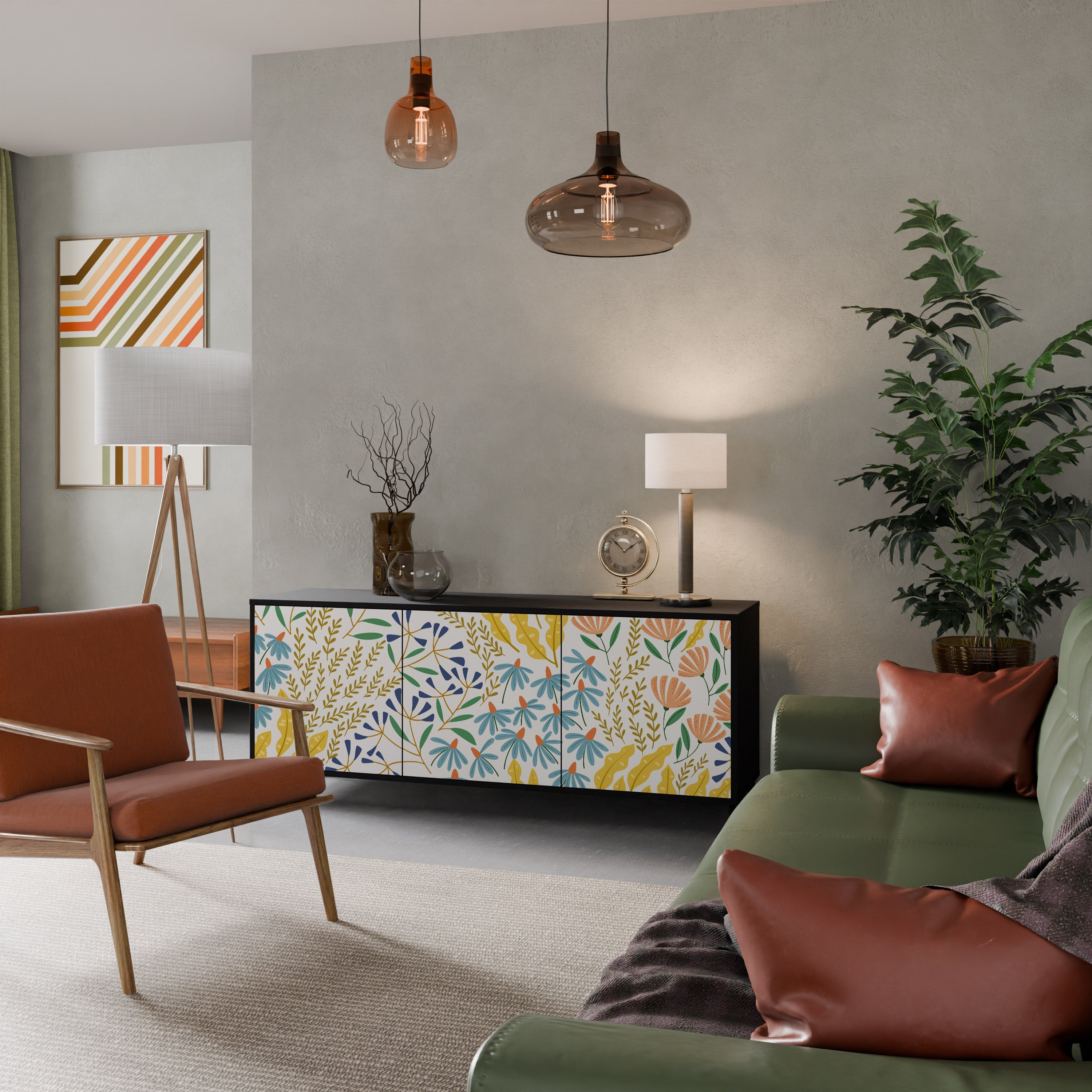 HELLO SPRING Sideboard mit 3 Türen in Schwarz