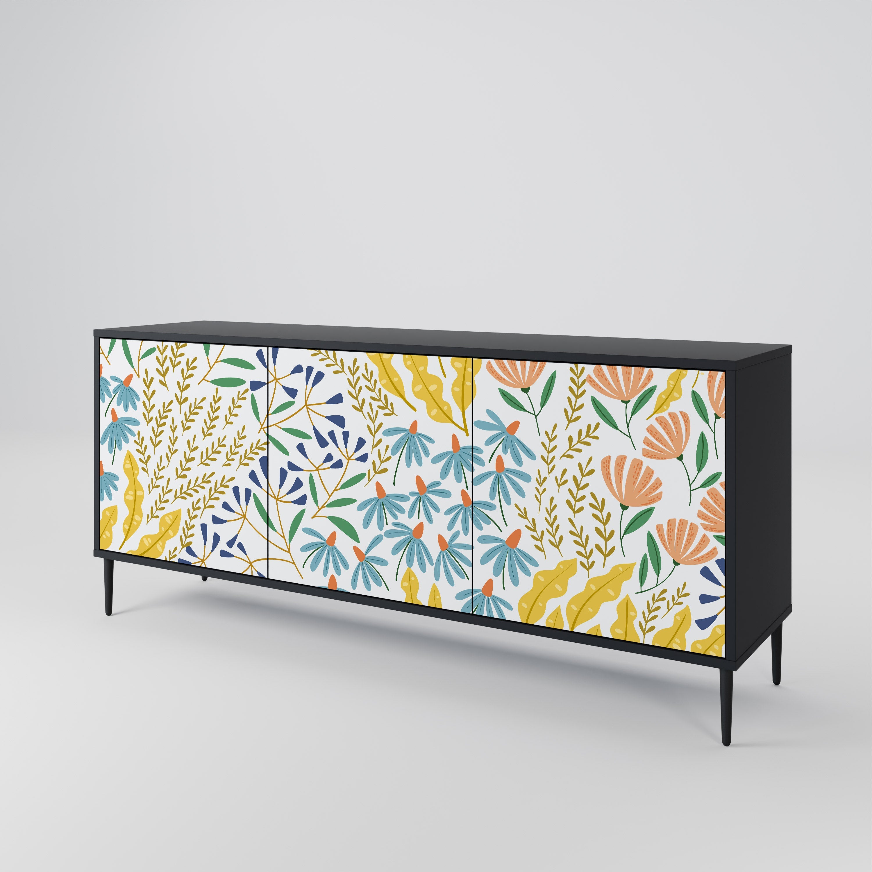 HELLO SPRING Sideboard mit 3 Türen in Schwarz