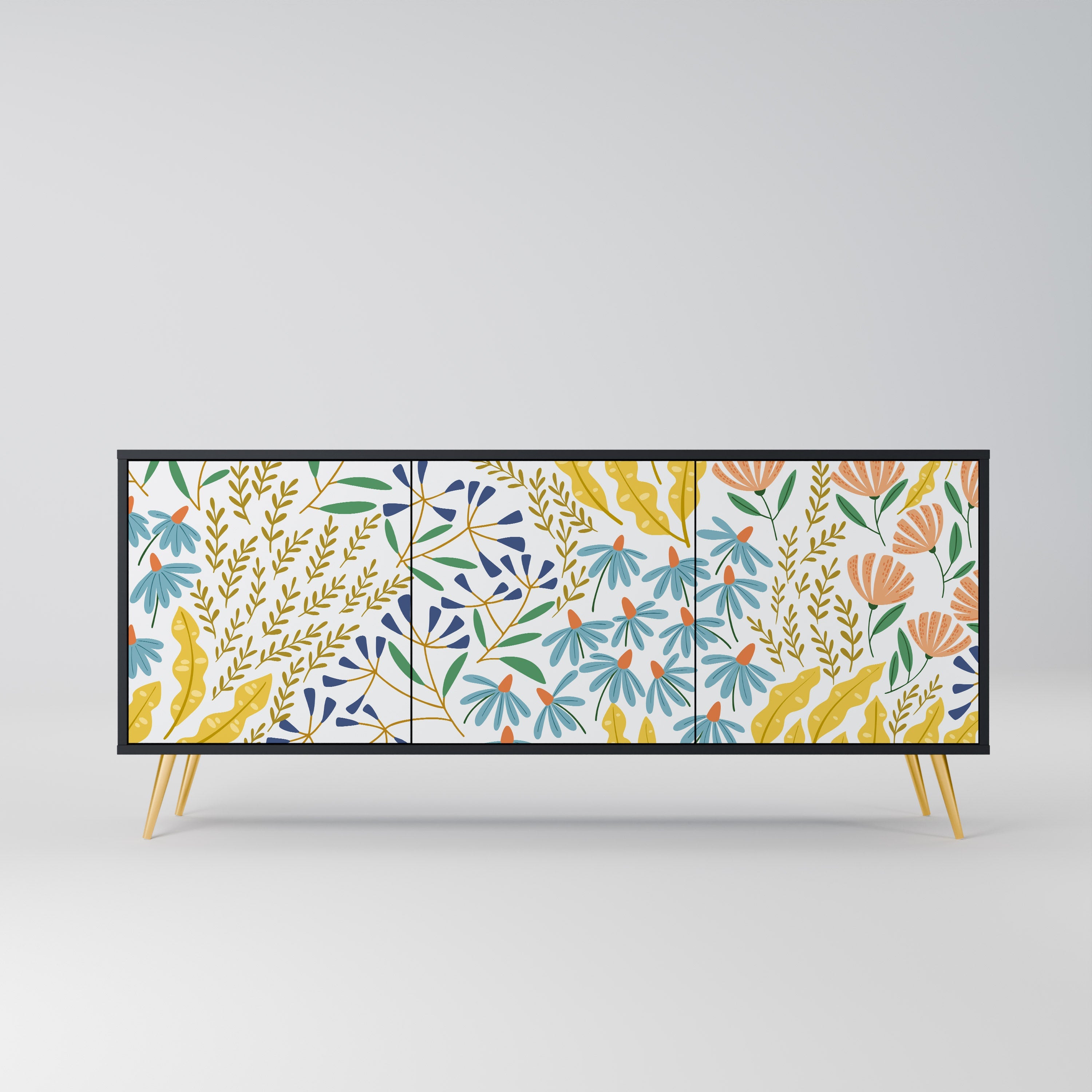 HELLO SPRING Sideboard mit 3 Türen in Schwarz