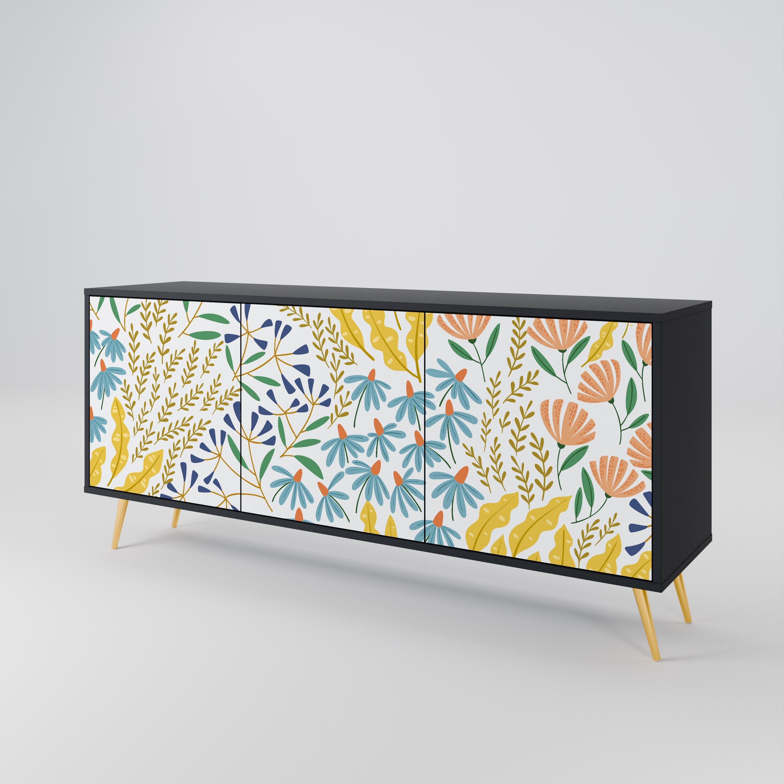 HELLO SPRING Sideboard mit 3 Türen in Schwarz