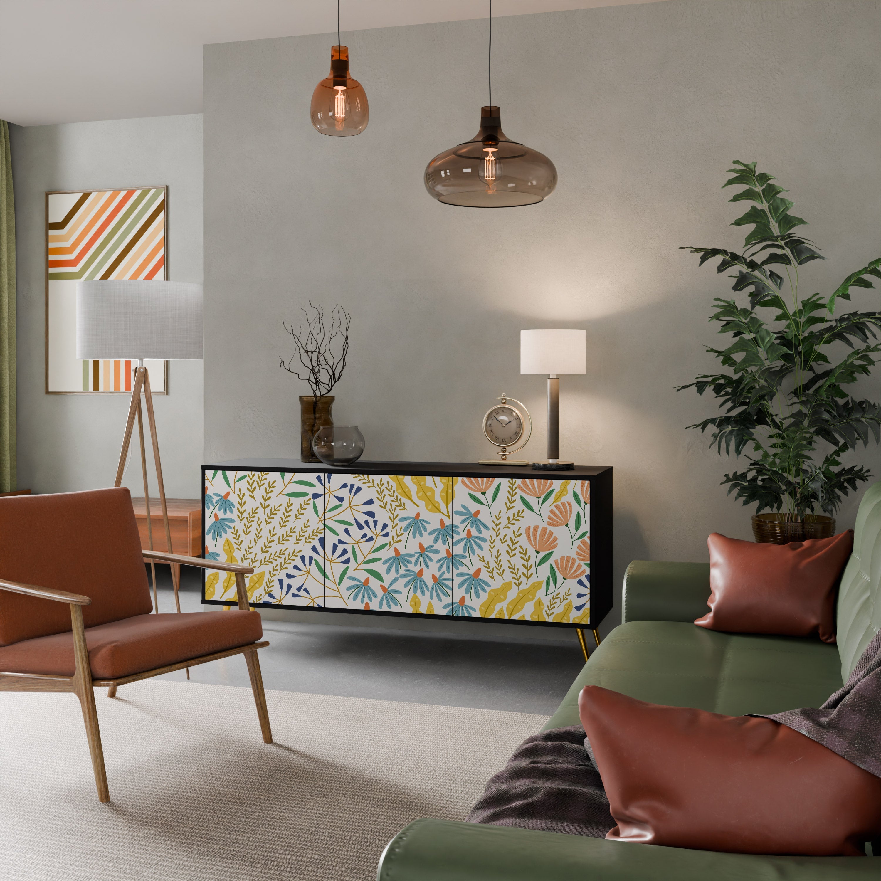 HELLO SPRING Sideboard mit 3 Türen in Schwarz
